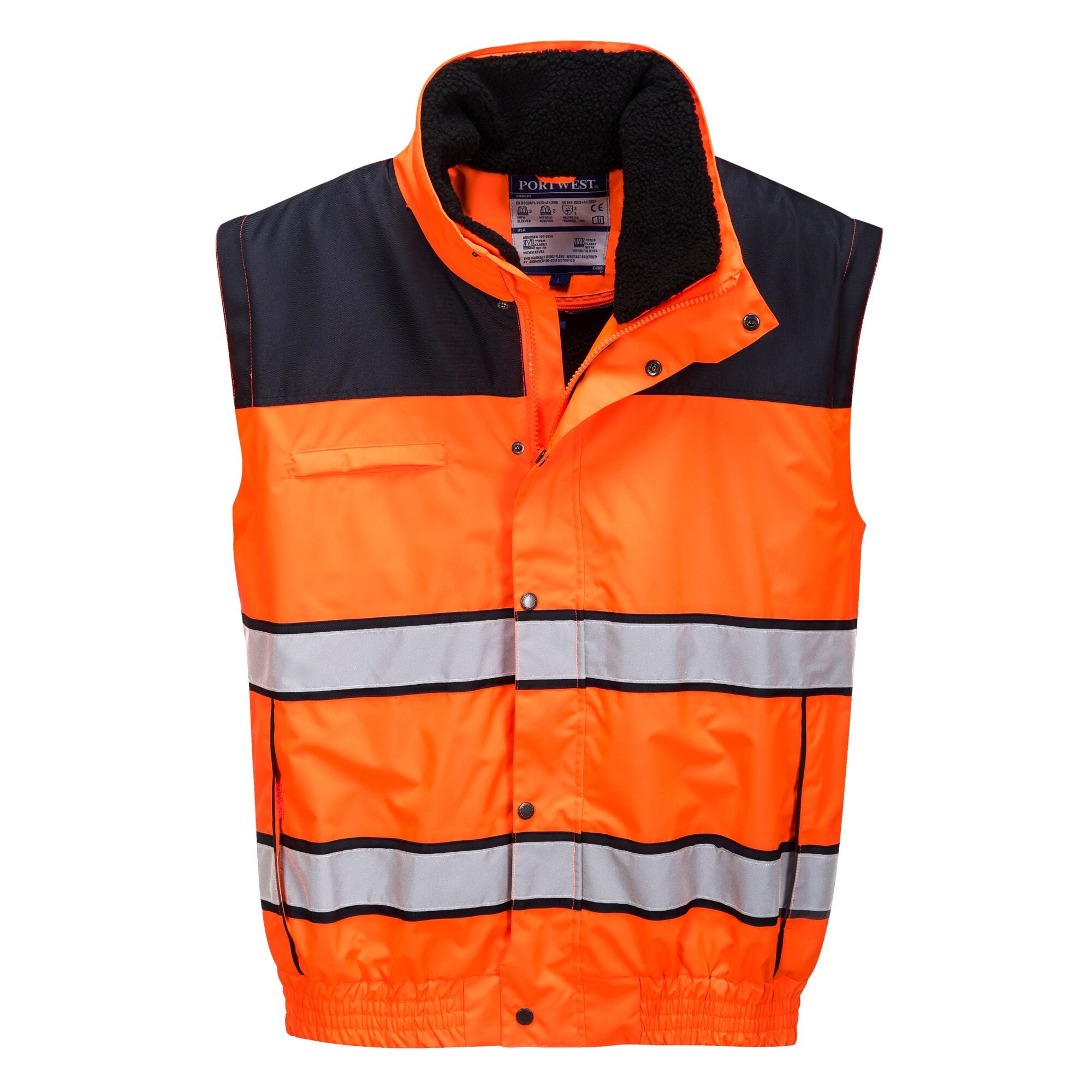 Hi-Vis Klassiek Bomberjack - Oranje/Zwart - opname 3