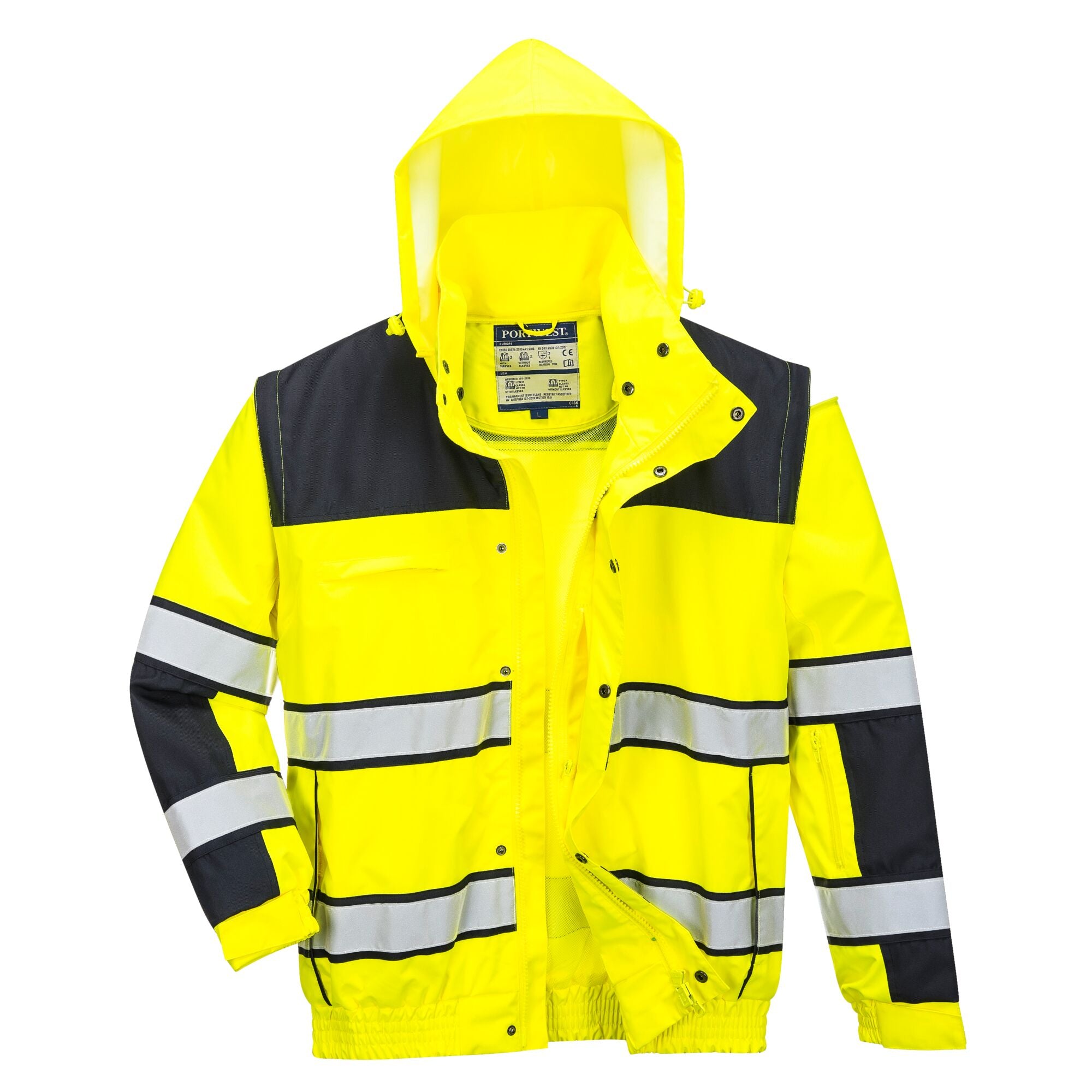 Hi-Vis Klassiek Bomberjack - Geel/Zwart - opname 2