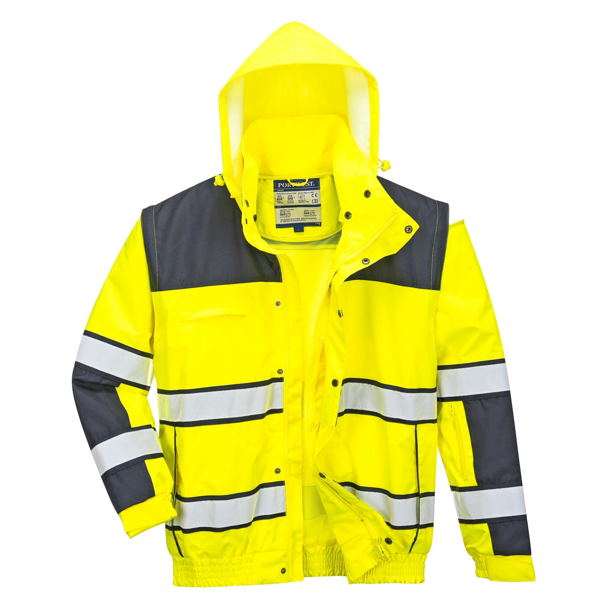 Hi-Vis Klassiek Bomberjack - Geel/Marine - opname 2