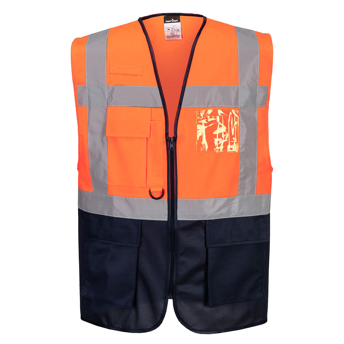 Warsaw Hi-Vis Contrast Executive Vest - Orange/Navy