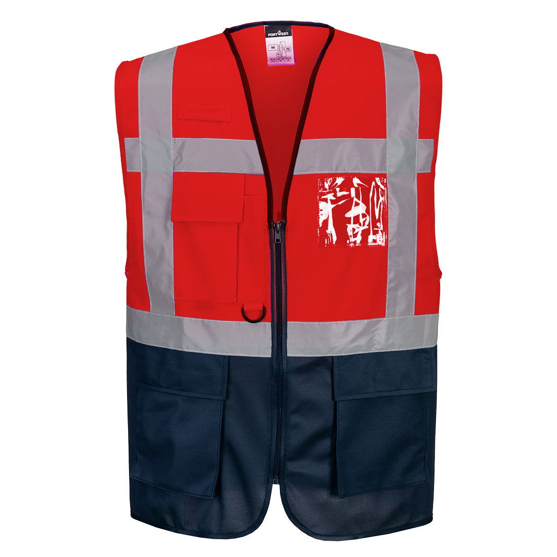 Warsaw Hi-Vis Contrast Executive Vest - Red/Navy