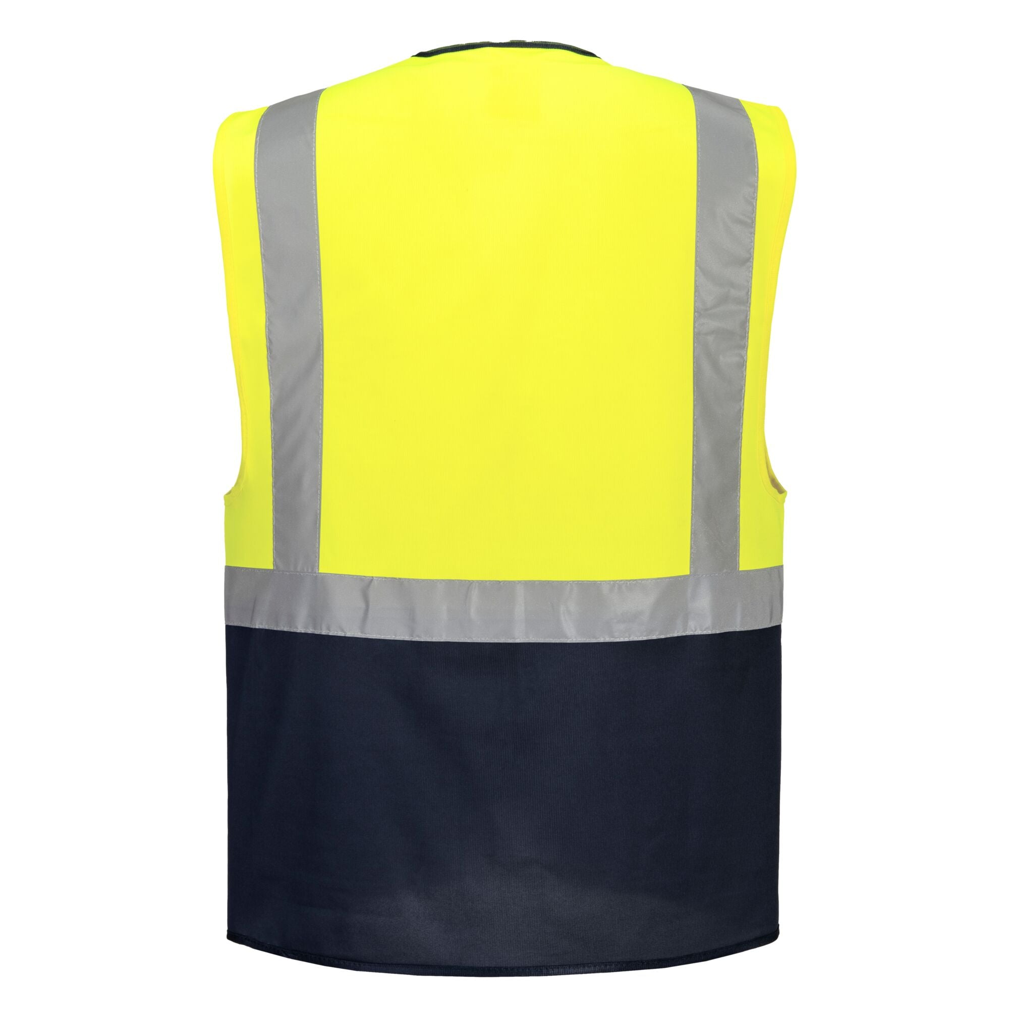Warsaw Hi-Vis Contrast Executive Vest - Geel/Zwart - achterkant