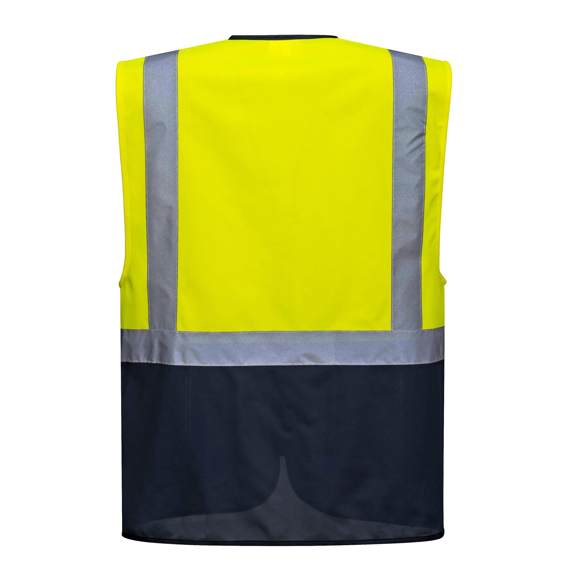 Warsaw Hi-Vis Contrast Executive Vest - Geel/Marine - achterkant