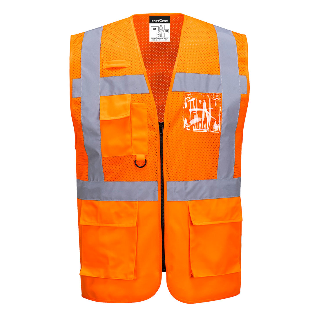 Madrid Hi-Vis Half Mesh Executive Vest - Orange