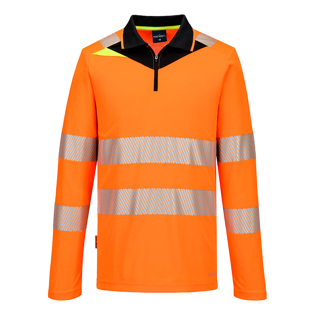 DX4 Hi-Vis Zip Polo Shirt L/S - Orange/Black