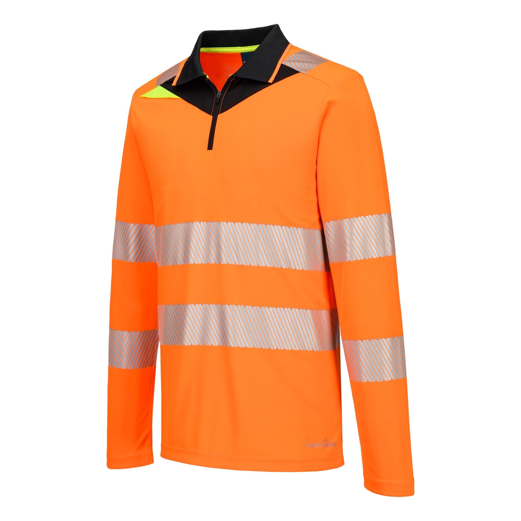 DX4 Hi-Vis polo lange mouw met rits - Oranje/Zwart - opname 2