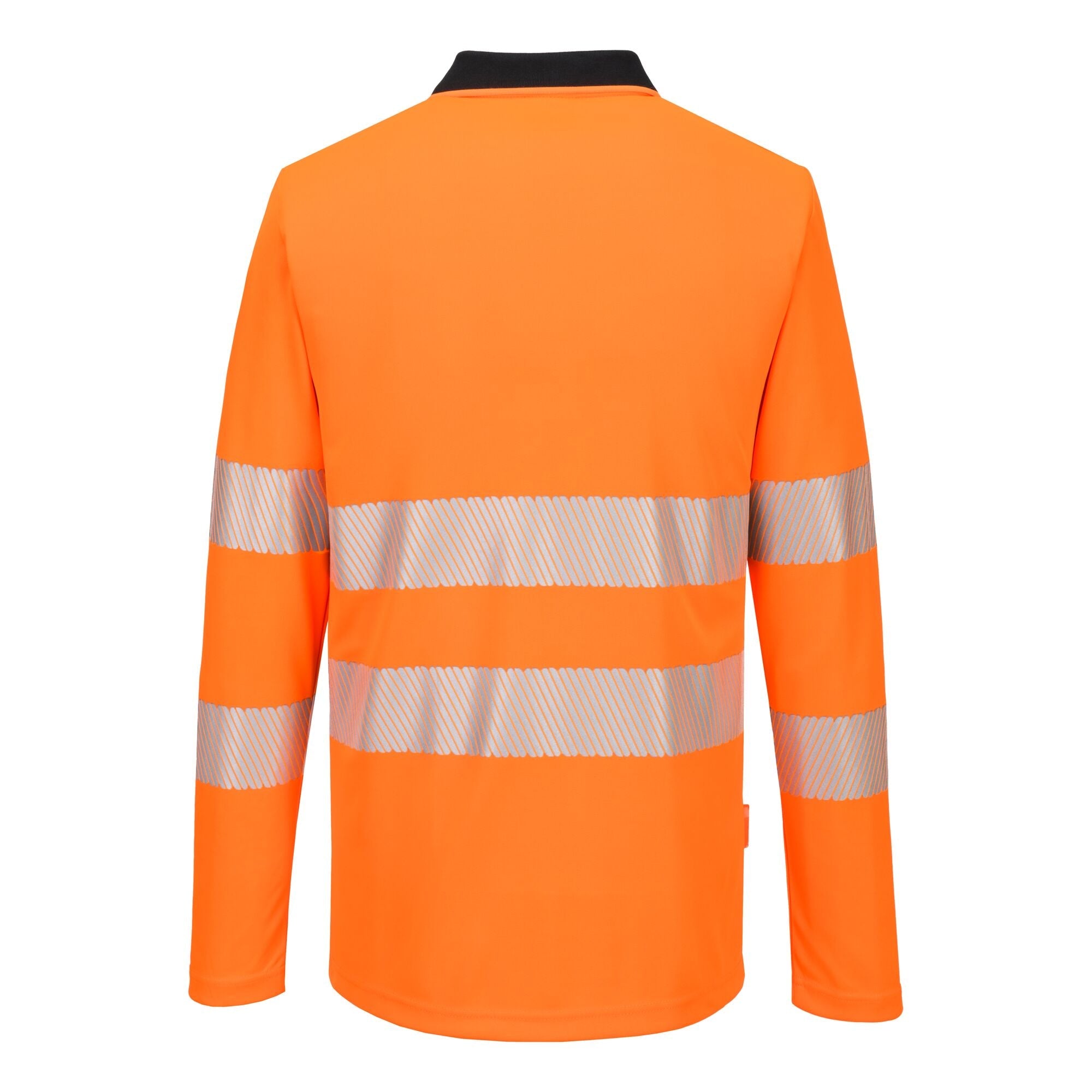 DX4 Hi-Vis polo lange mouw met rits - Oranje/Zwart - achterkant