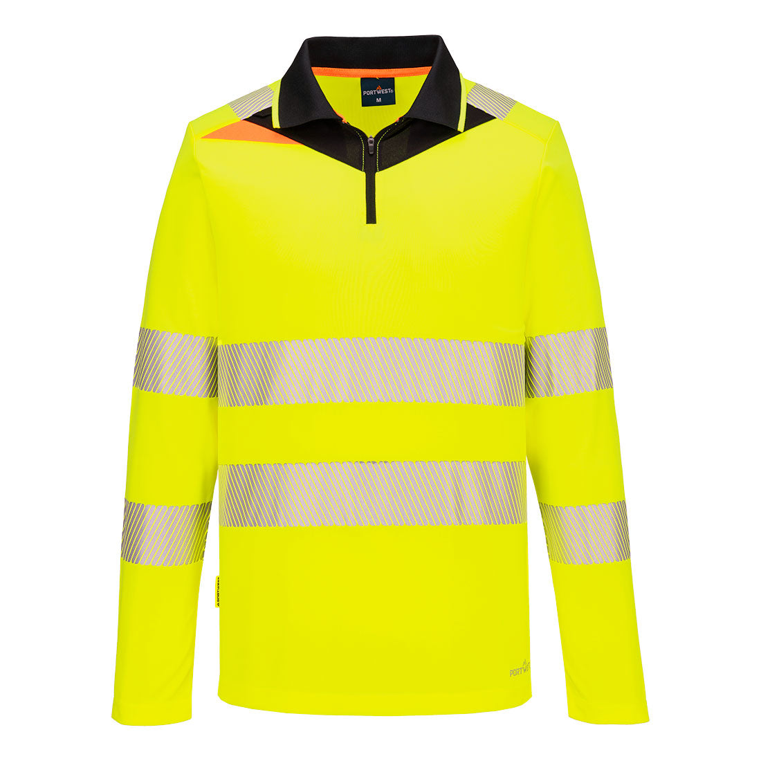 DX4 Hi-Vis Zip Polo Shirt L/S - Yellow/Black