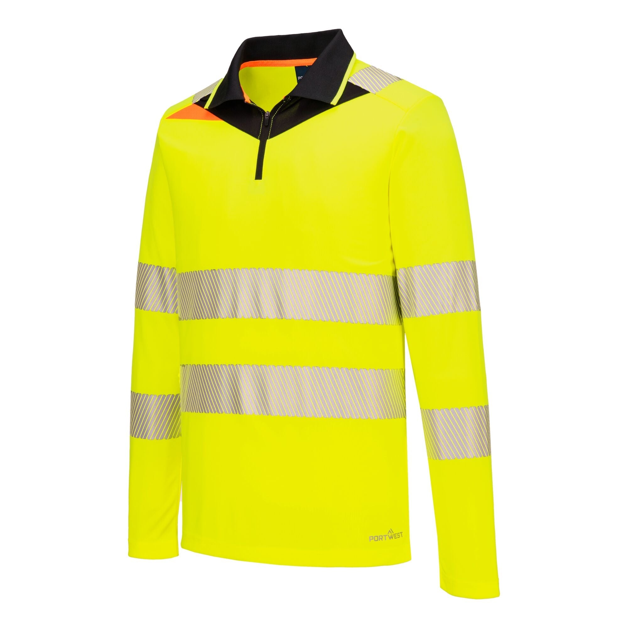 DX4 Hi-Vis polo lange mouw met rits - Geel/Zwart - opname 2