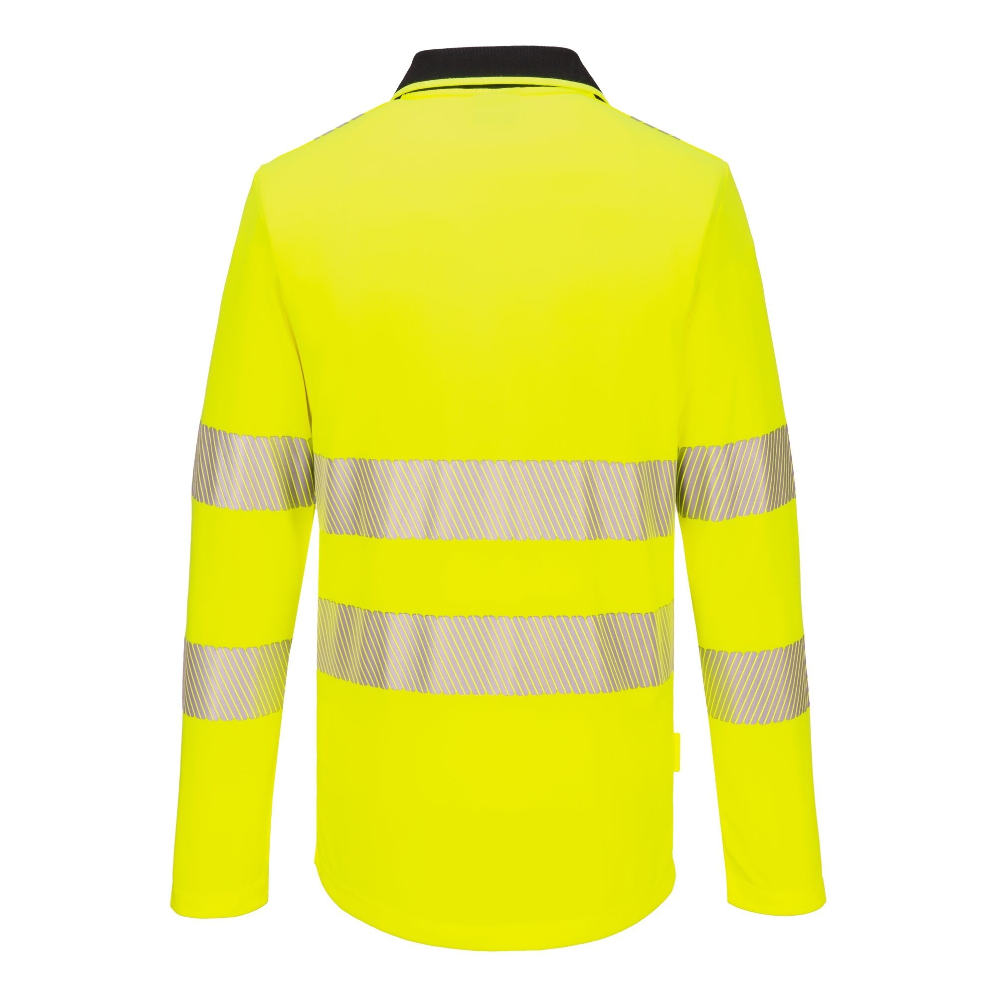 DX4 Hi-Vis polo lange mouw met rits - Geel/Zwart - achterkant