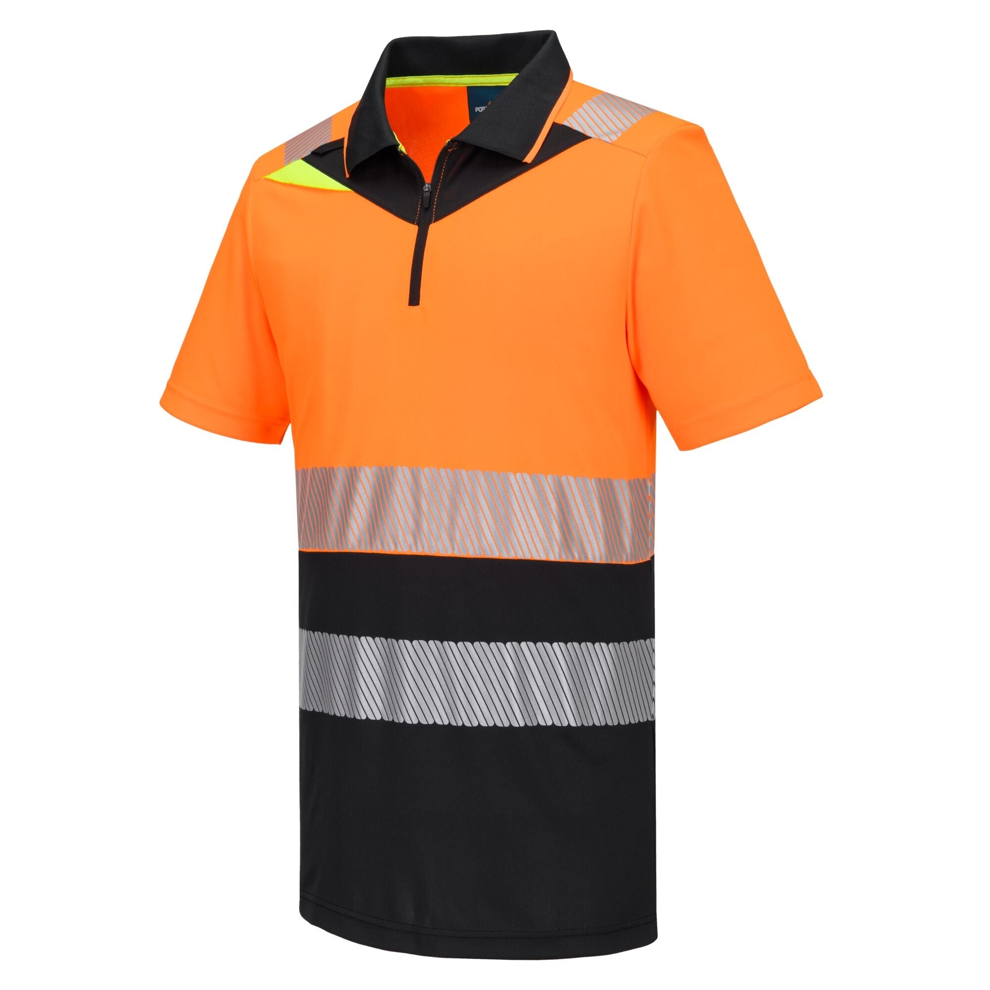 DX4 Hi-Vis polo korte mouw met rits - Oranje/Zwart - opname 2