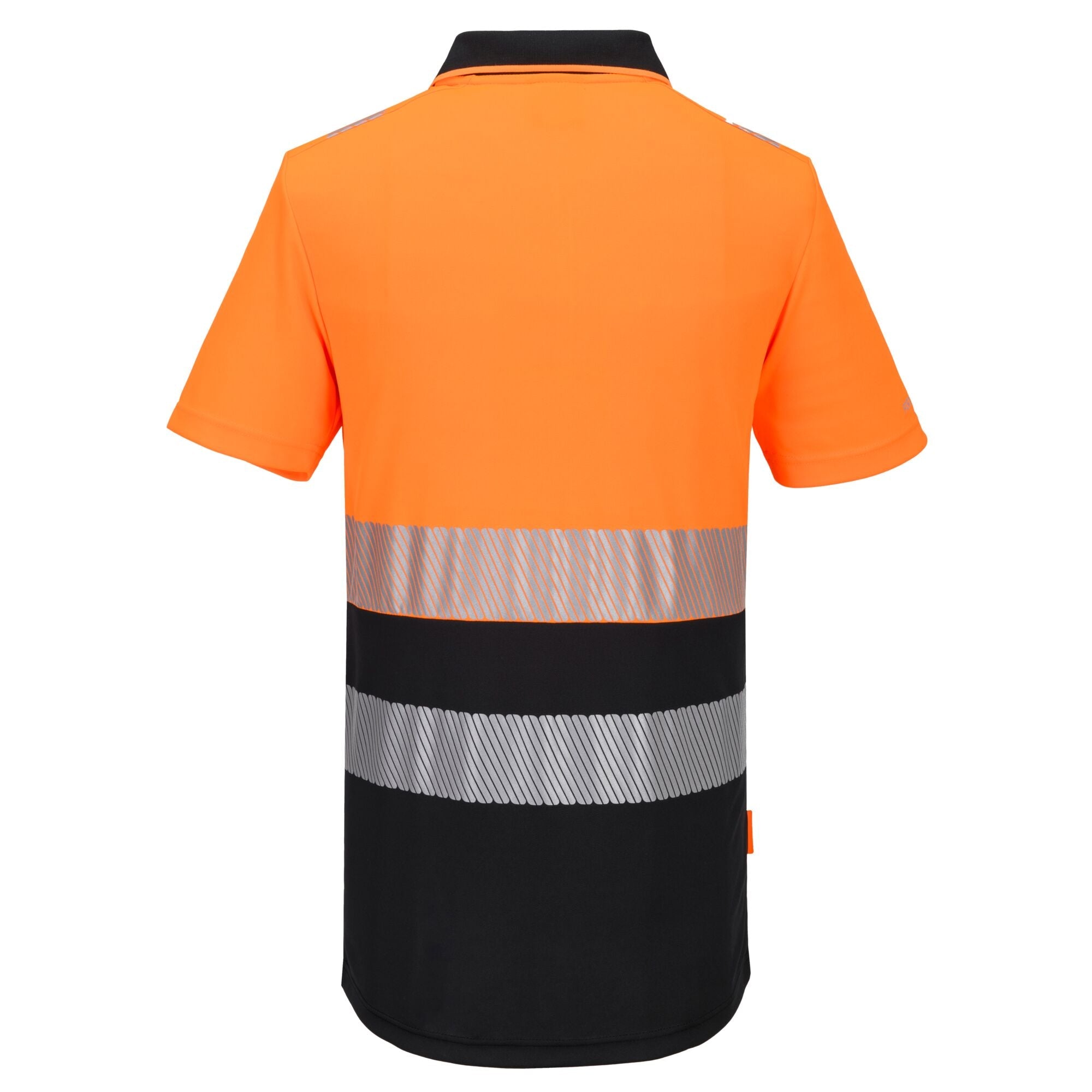 DX4 Hi-Vis polo korte mouw met rits - Oranje/Zwart - achterkant