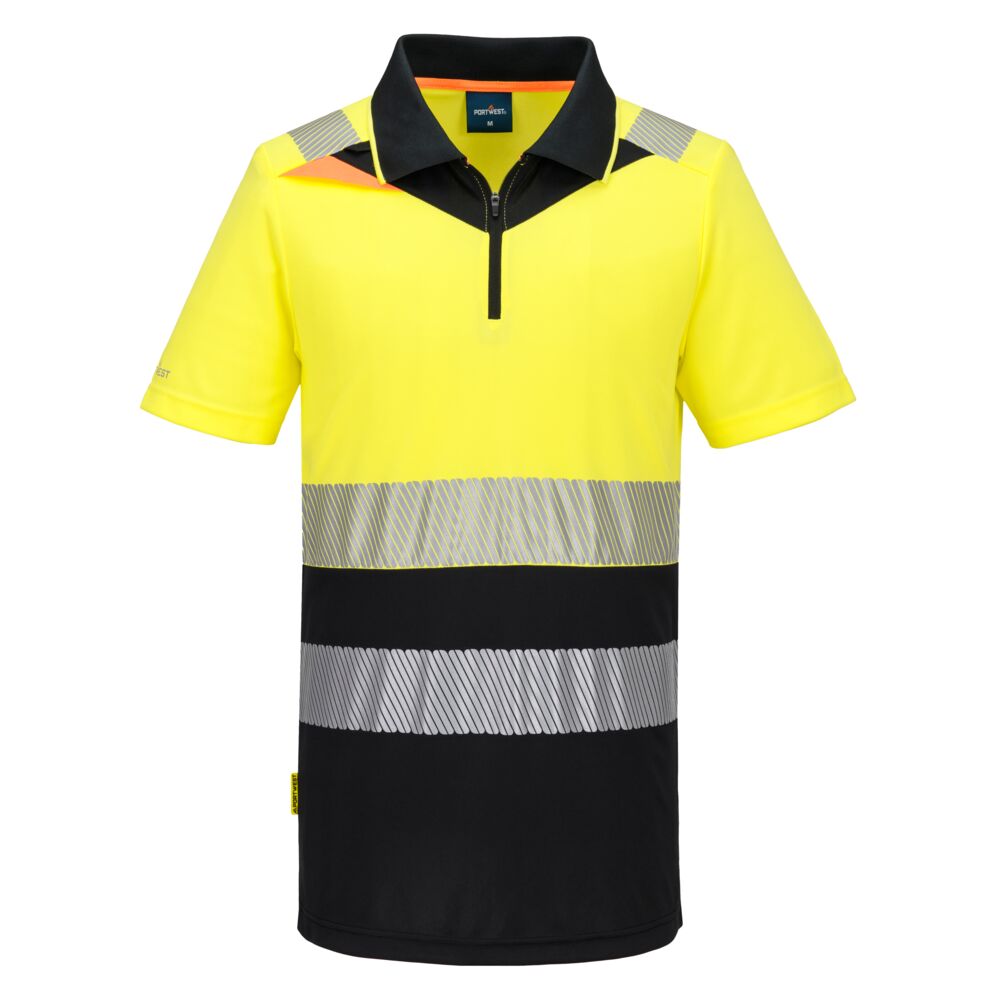 DX4 Hi-Vis Zip Class 1 Polo Shirt S/S - Yellow/Black
