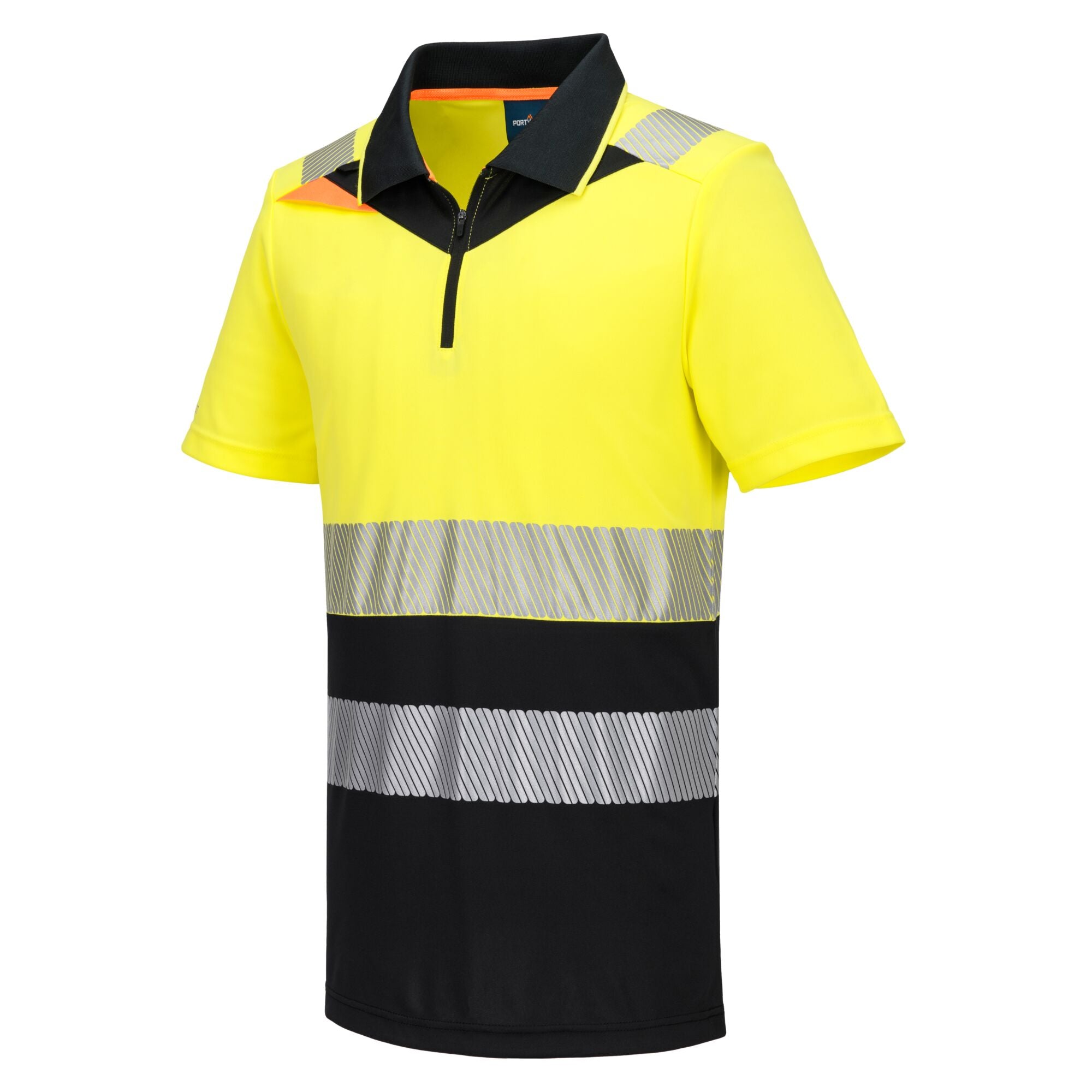 DX4 Hi-Vis polo korte mouw met rits - Geel/Zwart - opname 2
