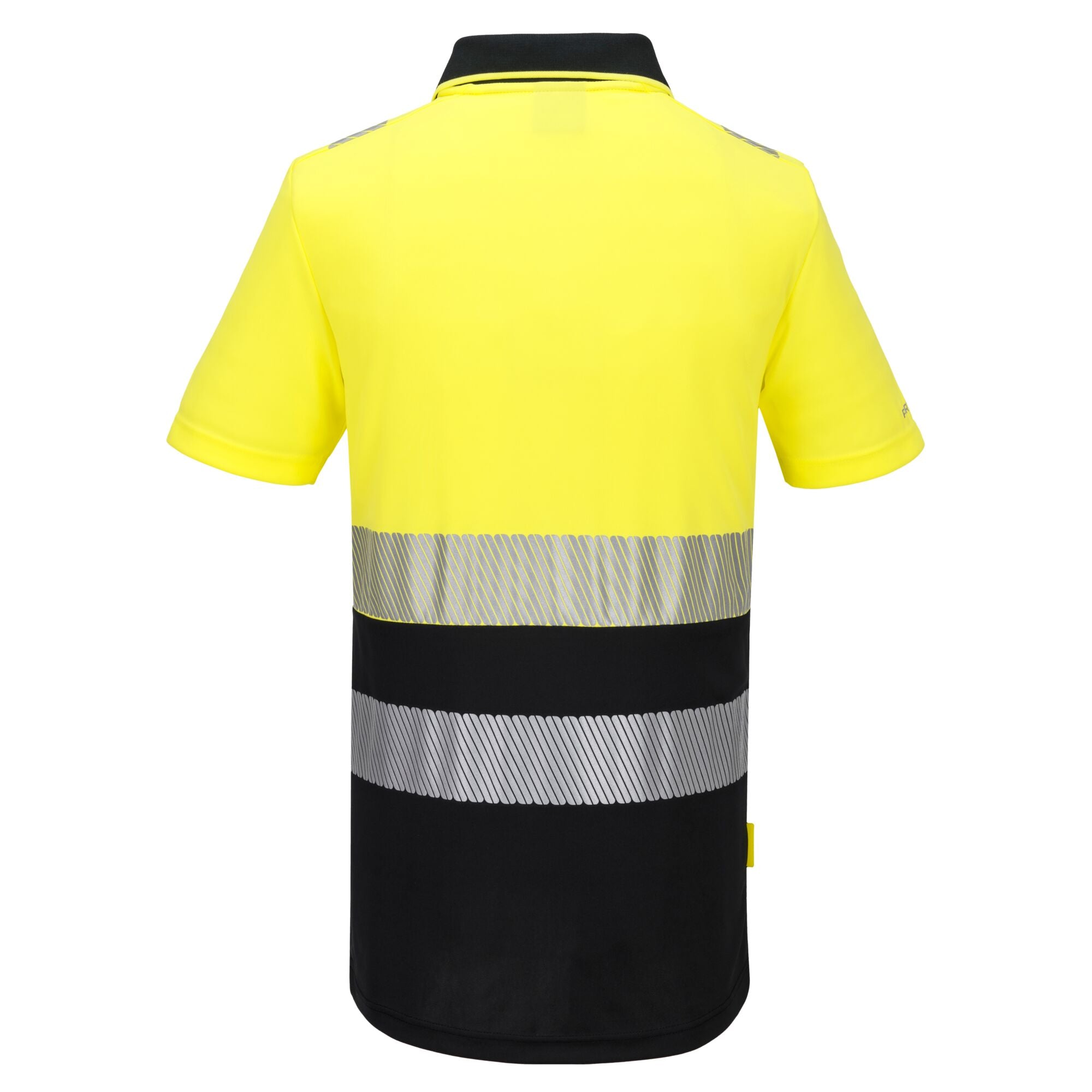 DX4 Hi-Vis polo korte mouw met rits - Geel/Zwart - achterkant