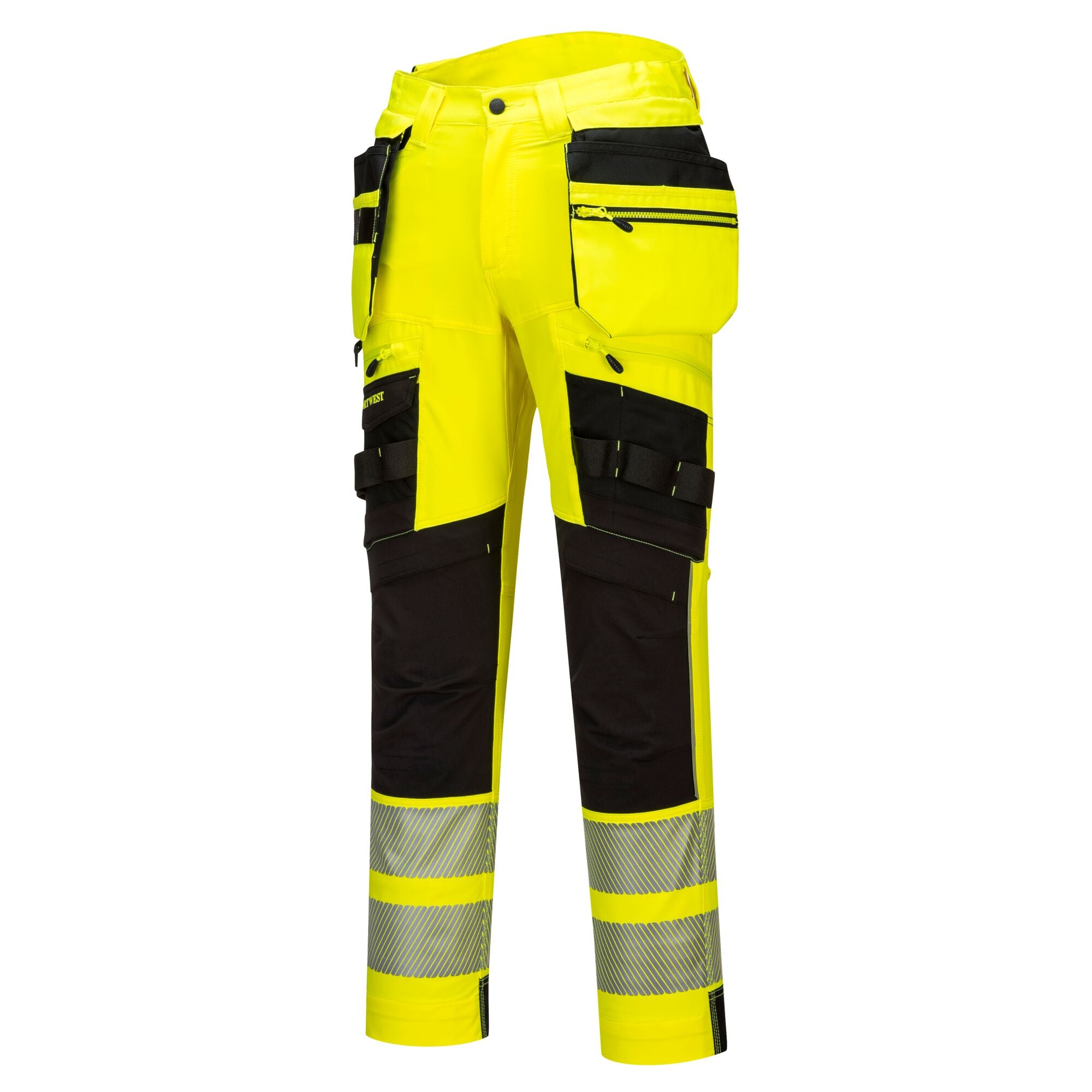 DX4-Hi-Vis broek met afneembare holsterzakken DX442 - Geel/Zwart - opname 2
