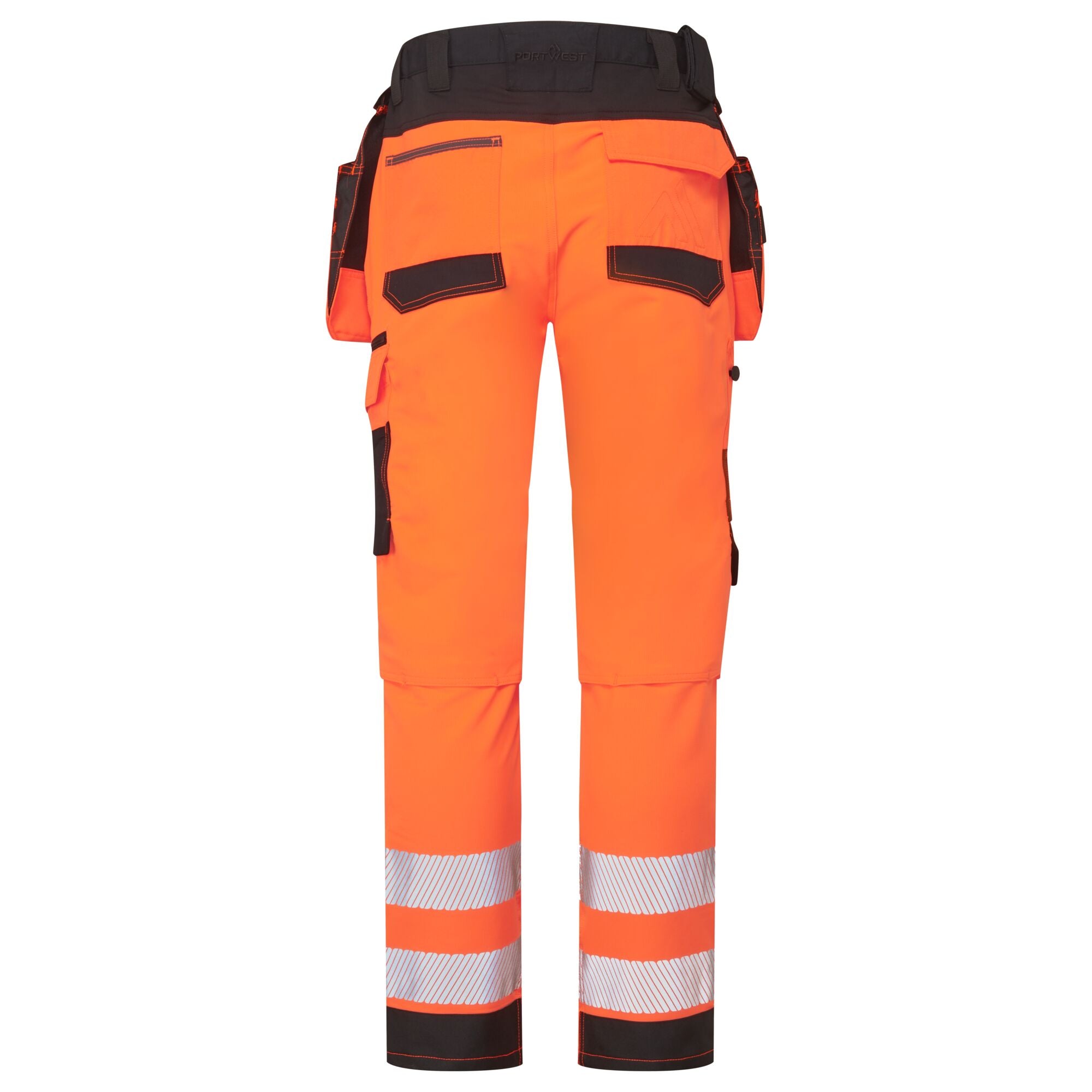 DX4-Hi-Vis Broek met afneembare holsterzakken DX454 - Oranje/Zwart - achterkant