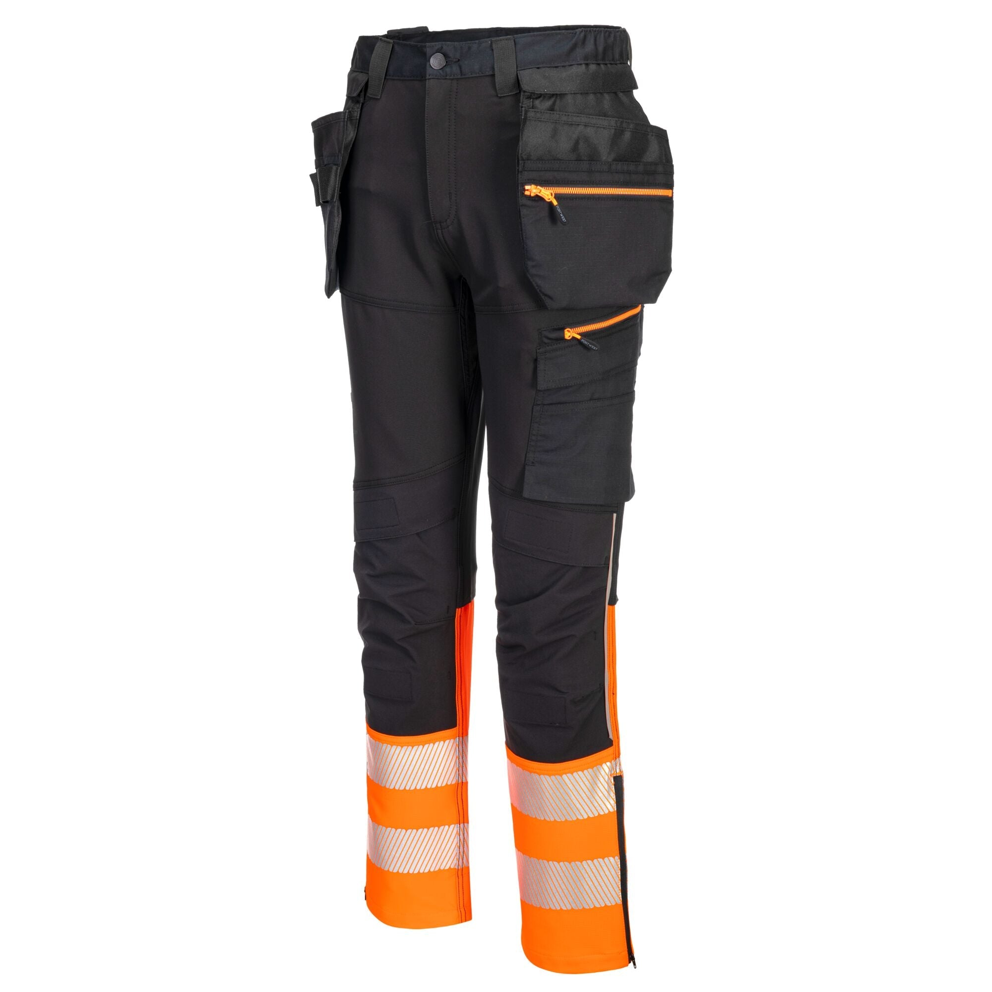 DX4-Hi-Vis Broek klasse 1 met afneembare holsterzakken - Oranje/Zwart - opname 2