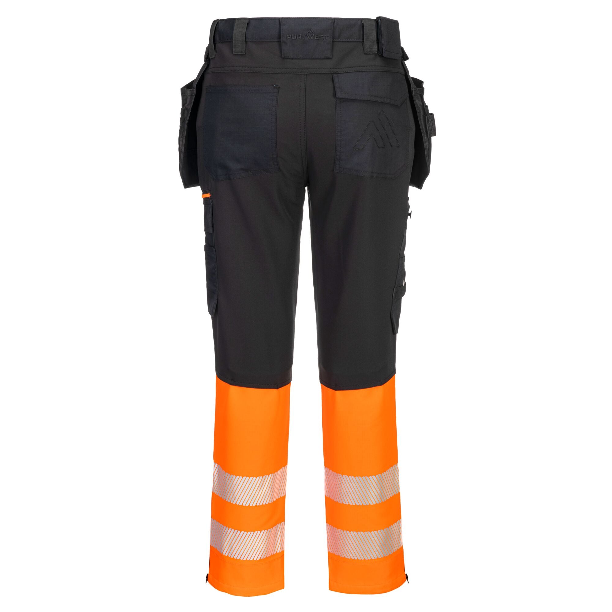 DX4-Hi-Vis Broek klasse 1 met afneembare holsterzakken - Oranje/Zwart - achterkant