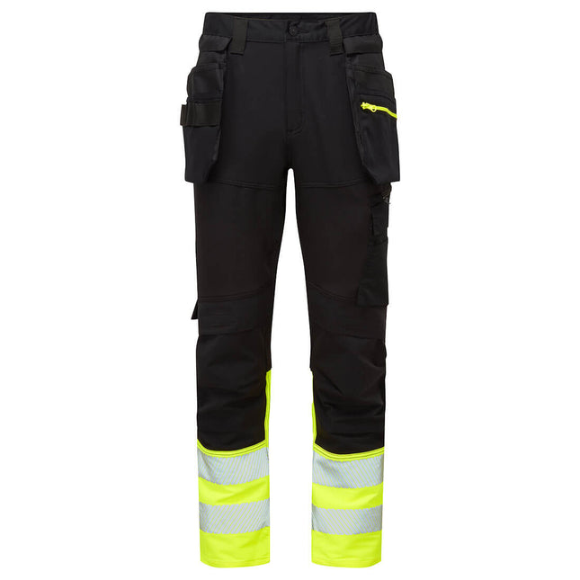 DX4 Hi-Vis Class 1 Detachable Holster Pocket Craft Trousers - Yellow/Black
