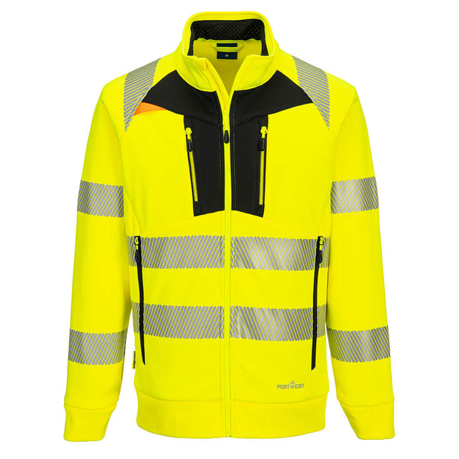 DX4 Hi-Vis Funnel Neck Zipped Sweatshirt - Yellow/Black