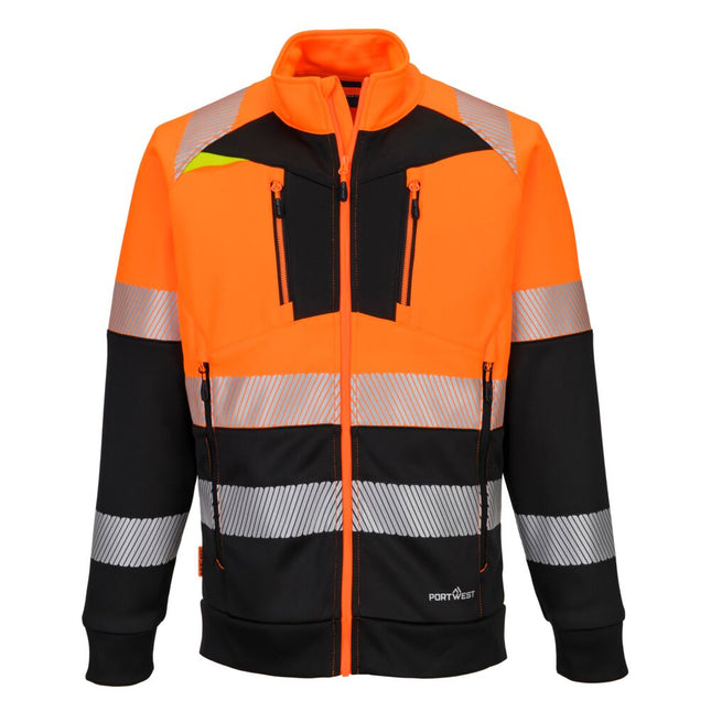 DX4 Hi-Vis Class 1 Funnel Neck Zipped Sweatshirt - Orange/Black
