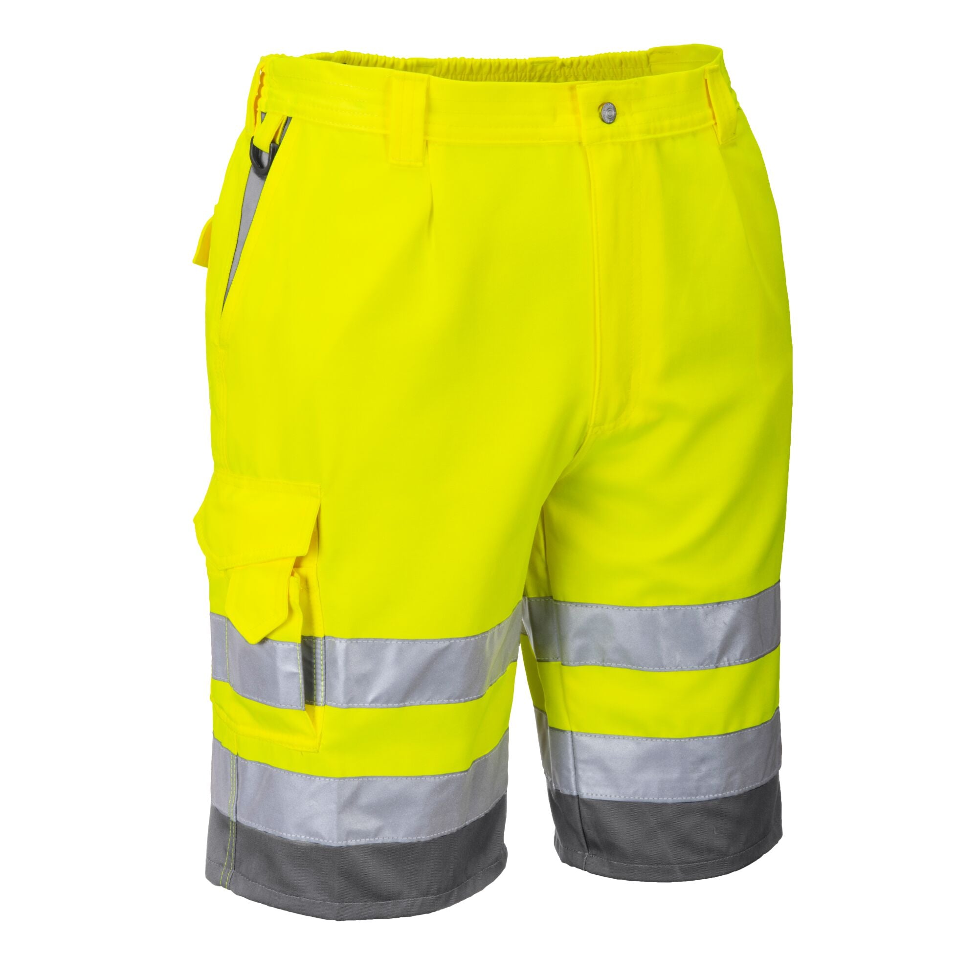 Hi-Vis Polykatoen Korte Broek - Geel/Grijs