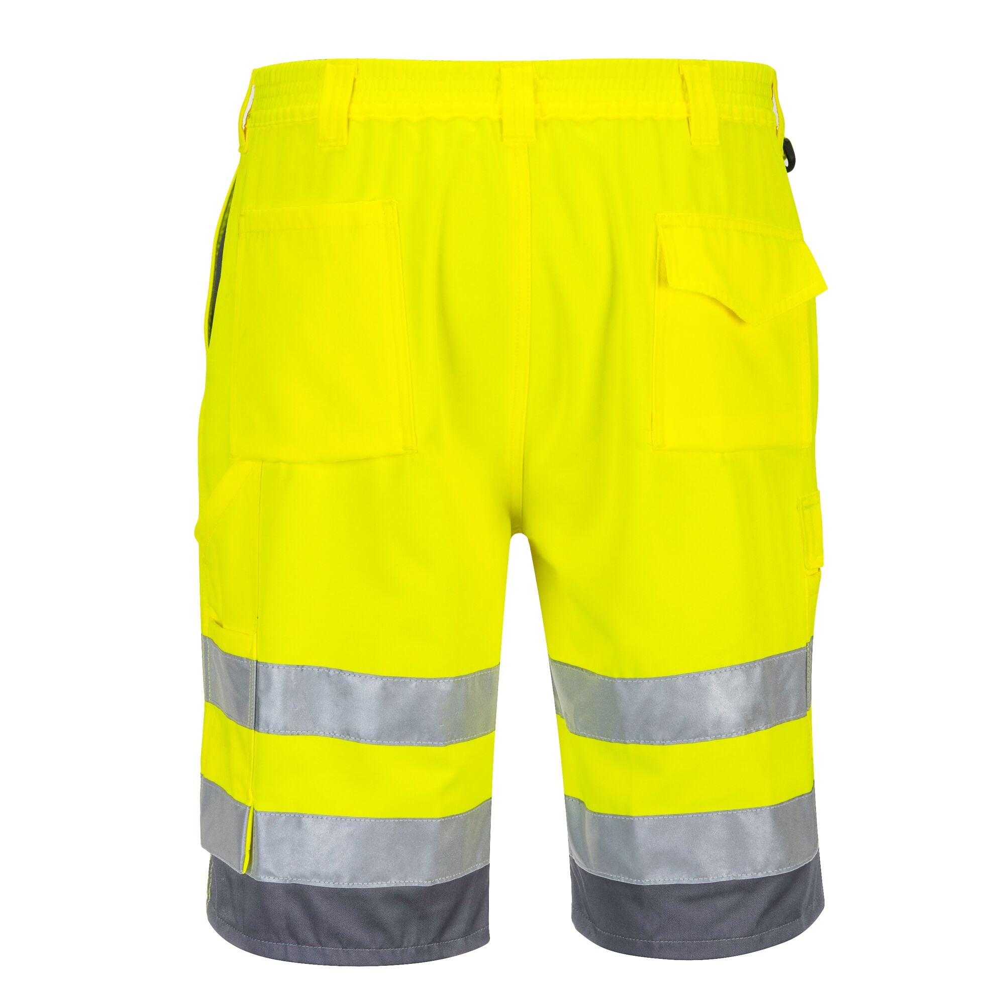 Hi-Vis Polykatoen Korte Broek - Geel/Grijs - achterkant