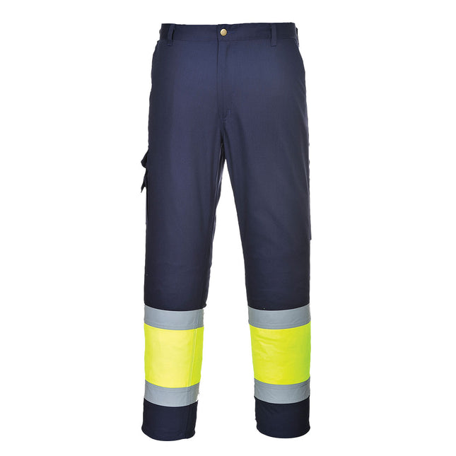 Hi-Vis Contrast Class 1 Service Trousers - Yellow/Navy