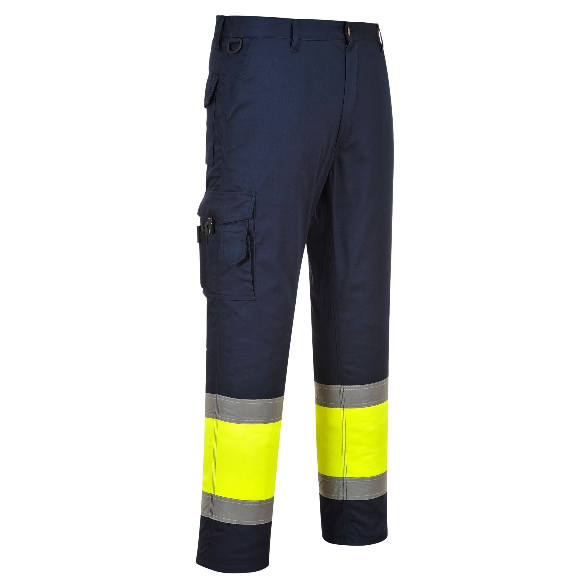 Hi-Vis Tweekleuren Combat Broek - Geel/Marine - opname 2