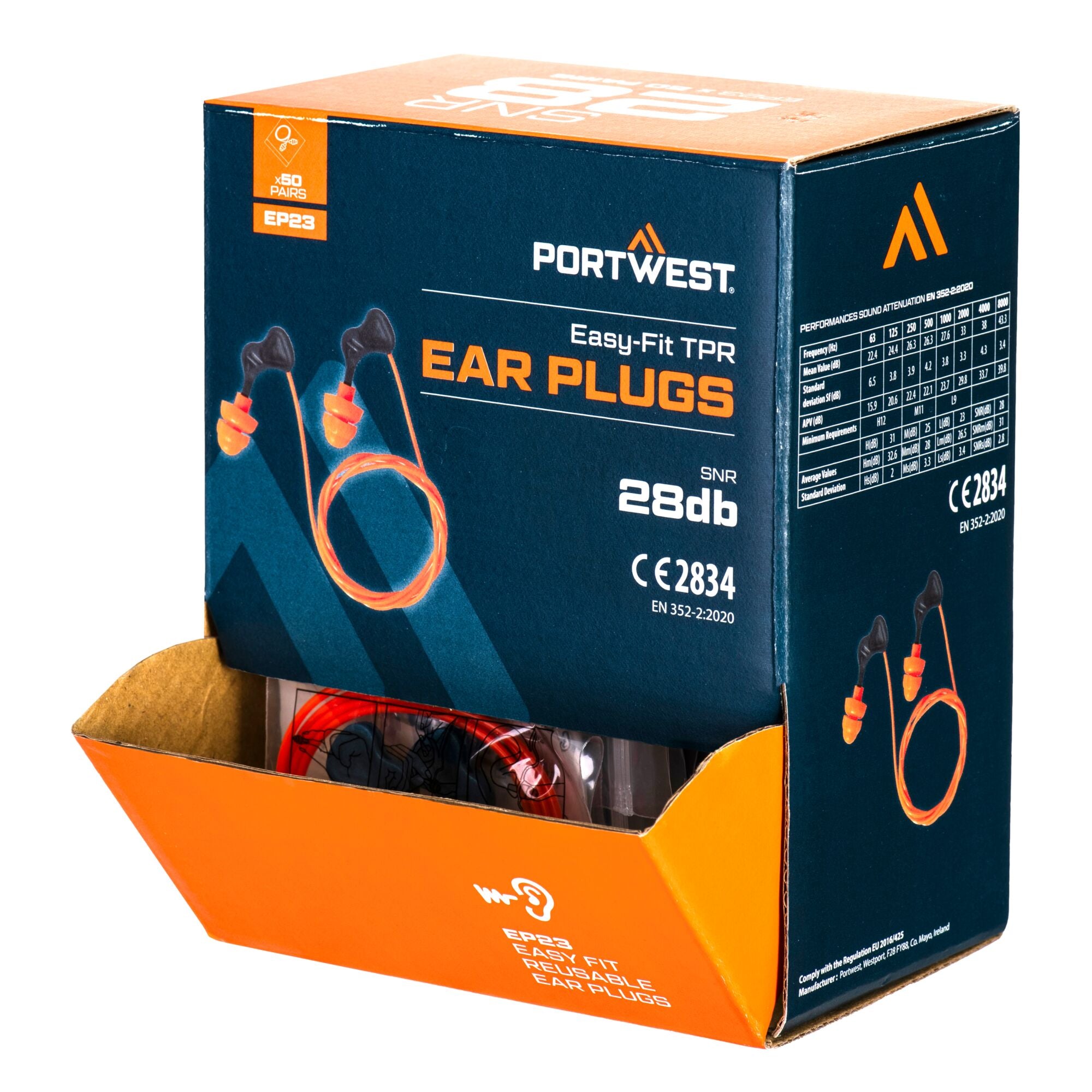 Easy Fit TPR oordopjes met koord Oordoppen (50 paar) - Oranje - opname 3