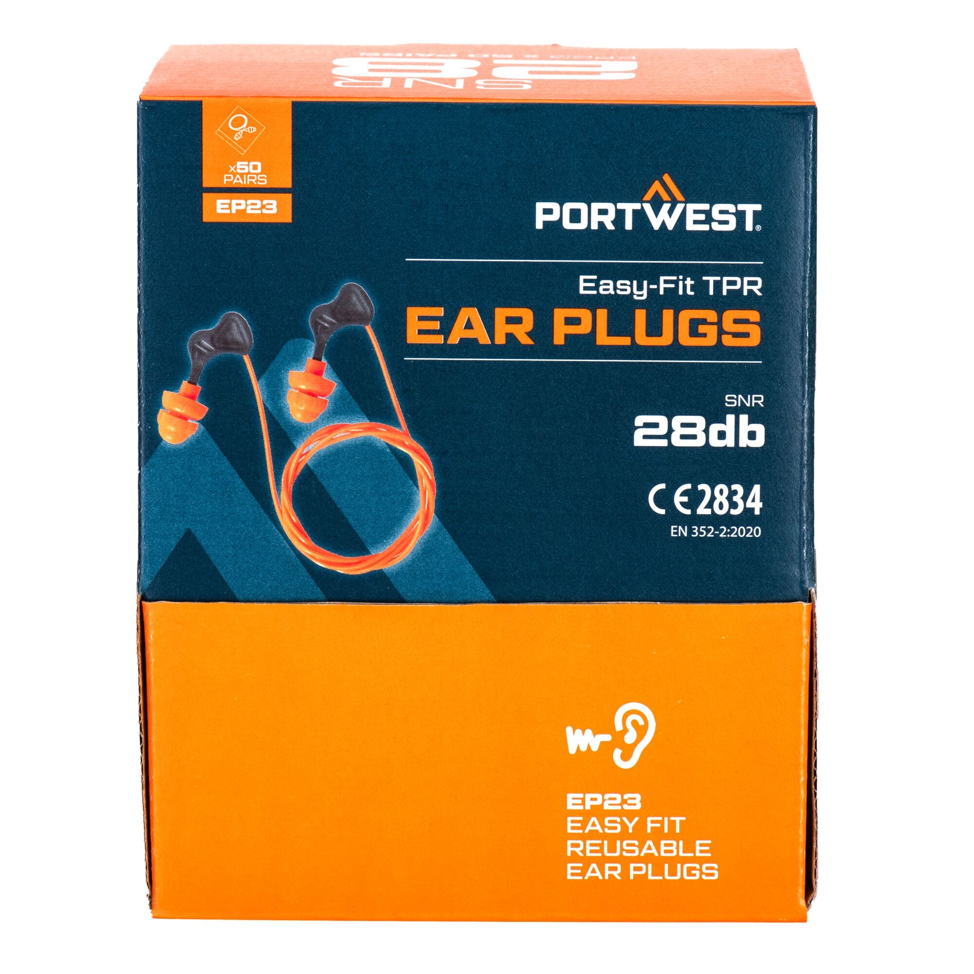 Easy Fit TPR oordopjes met koord Oordoppen (50 paar) - Oranje - achterkant