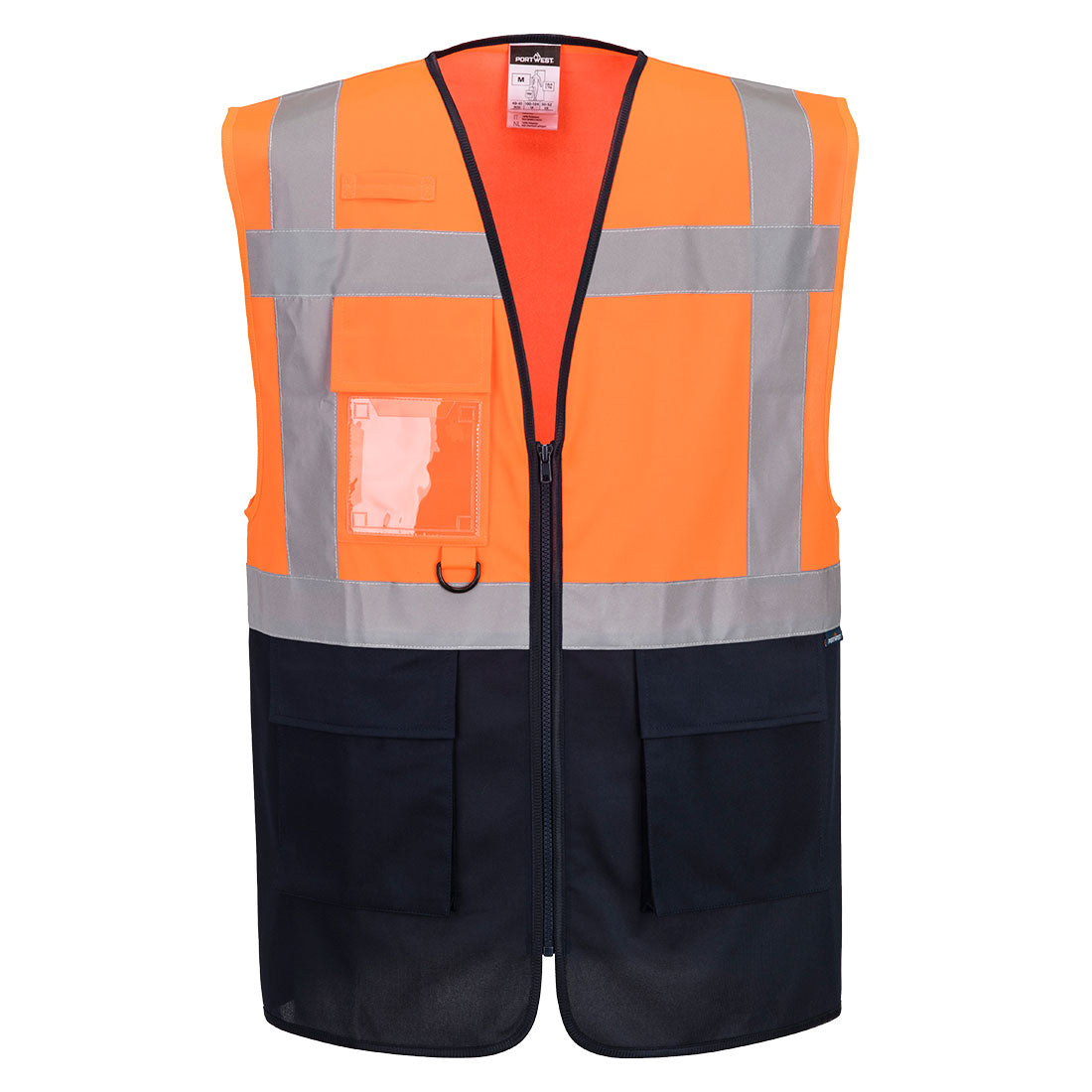 ES1 Essential Hi-Vis Contrast Executive Vest - Orange/Navy