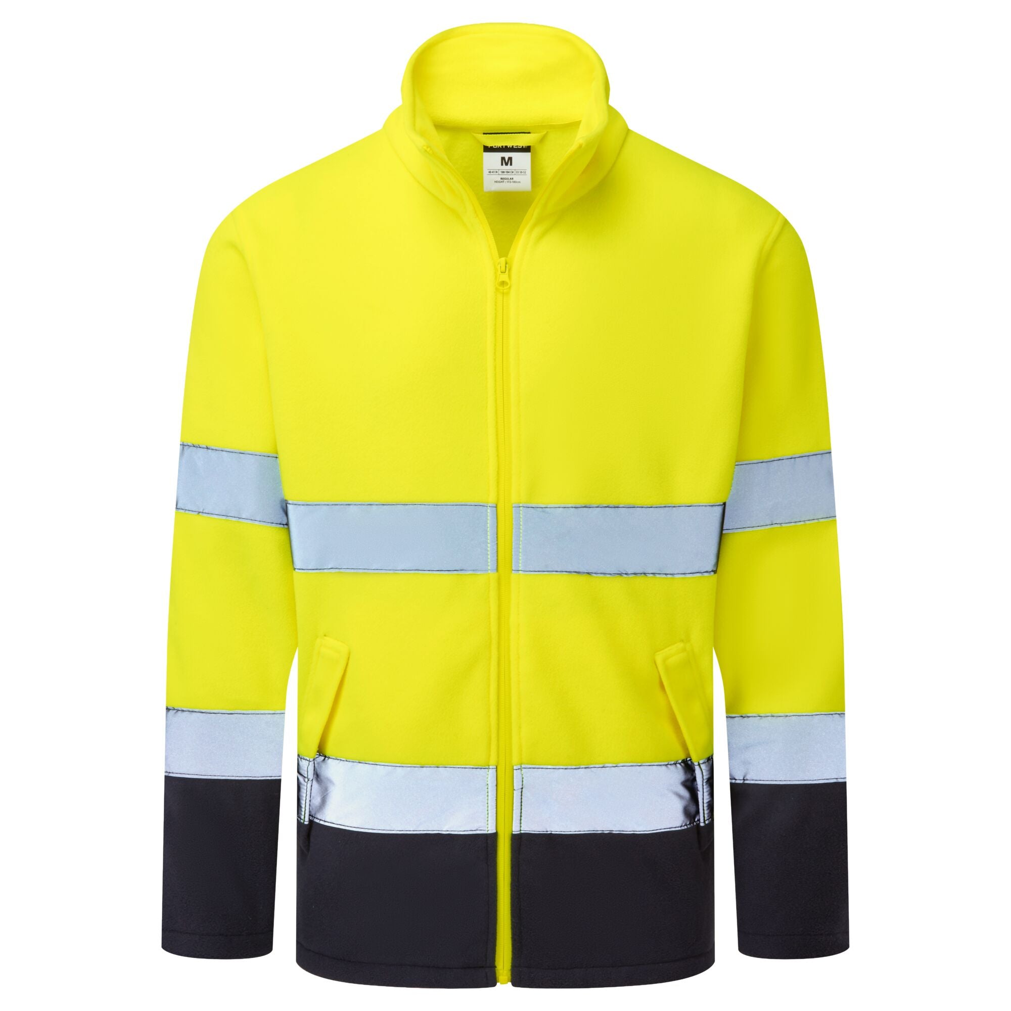ES1 Essential Hi-Vis Contrast Fleece - Geel/Marine