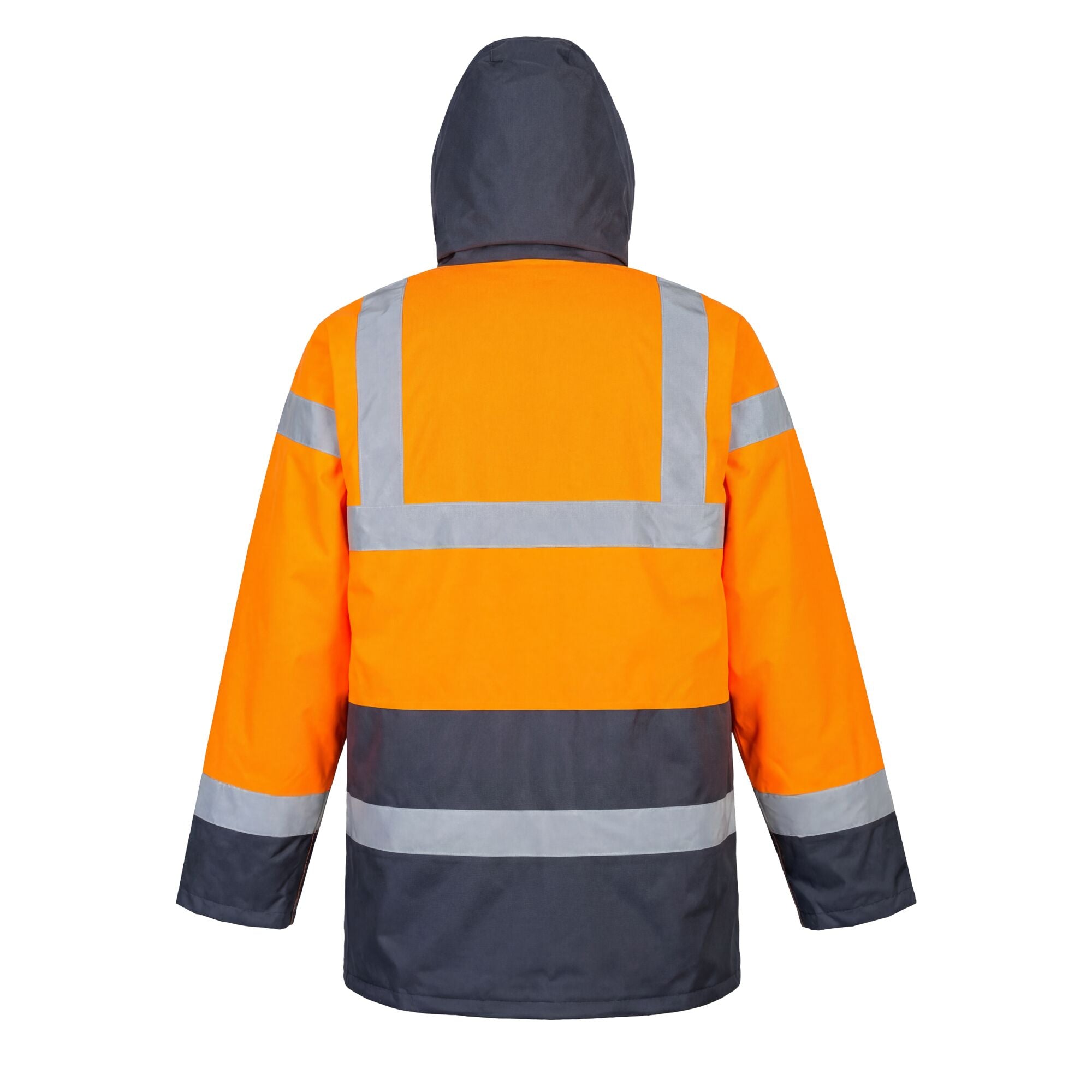 ES1 Essential Hi-Vis Contrast Winter Verkeersjas - Oranje/Marine - achterkant