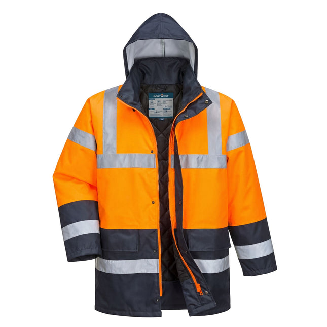 ES1 Essential Hi-Vis Contrast Winter Verkeersjas - Oranje/Marine