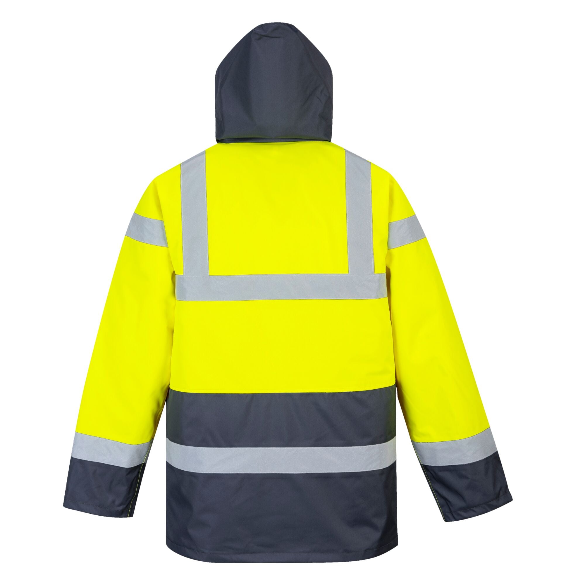 ES1 Essential Hi-Vis Contrast Winter Verkeersjas - Geel/Marine - achterkant