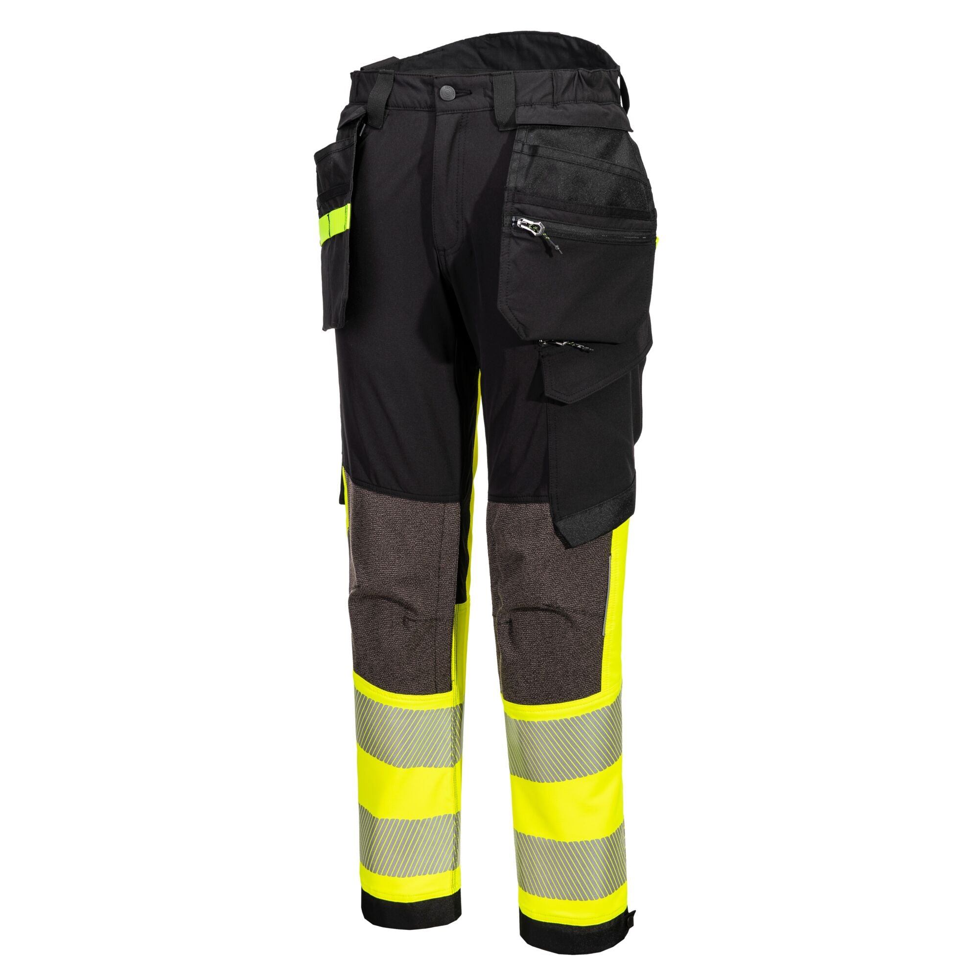 EV4 Hi-Vis stretch broek met afneembare holsterzak klasse 1 - Geel/Zwart Lang - opname 2