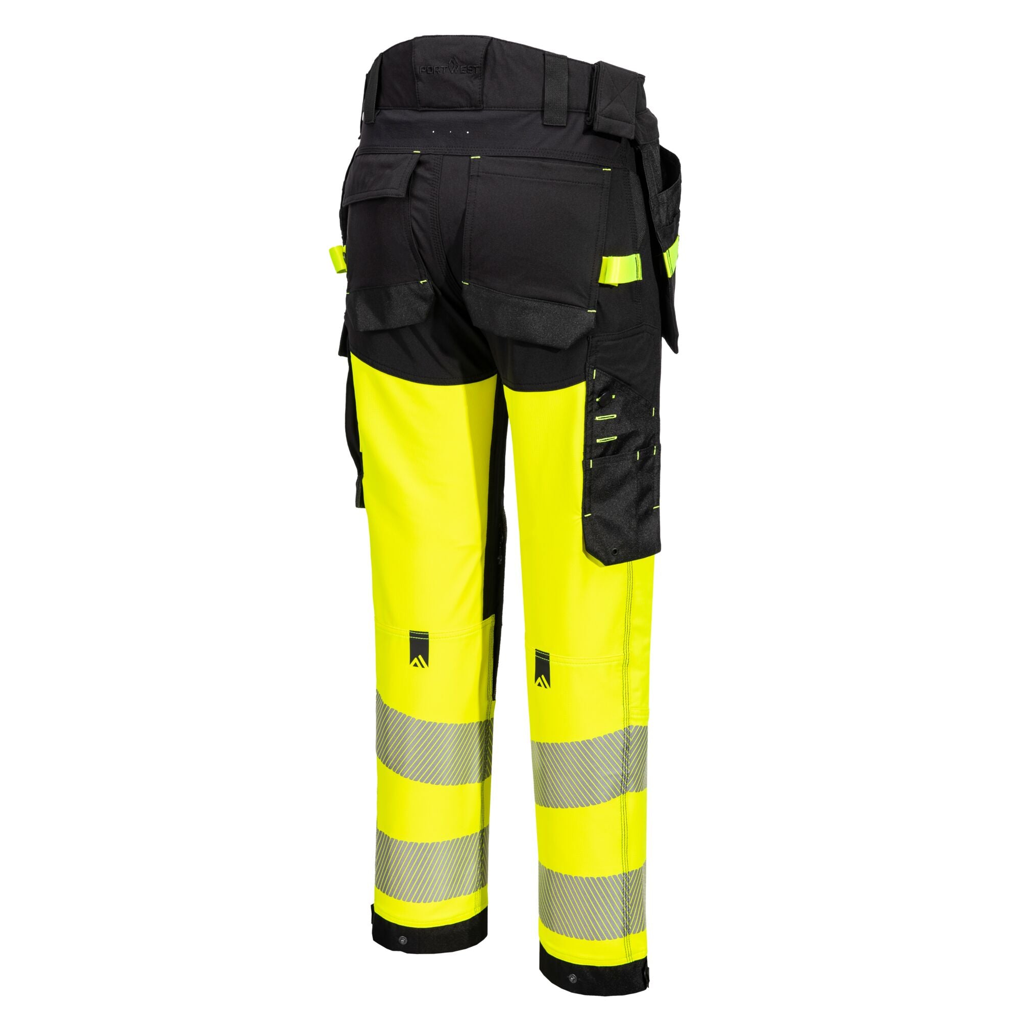 EV4 Hi-Vis stretch broek met afneembare holsterzak klasse 1 - Geel/Zwart Lang - opname 3