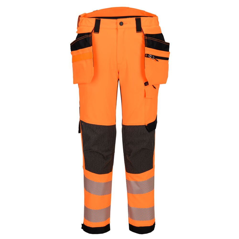 EV4 Hi-Vis Stretch Detachable Holster Class 2 Trousers - Orange/Black Short
