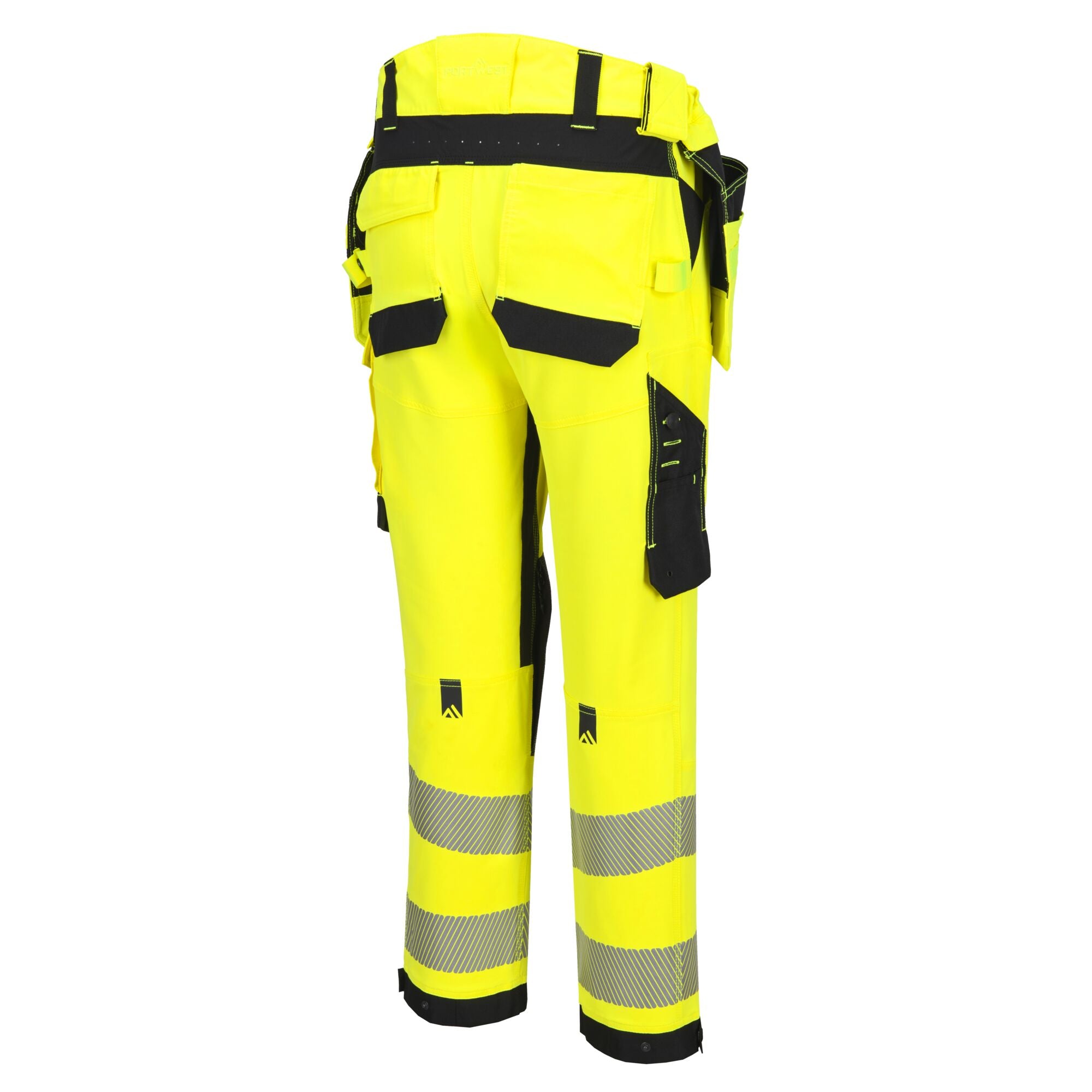EV4 Hi-Vis stretch broek met afneembare holsterzak klasse 2 - Geel/Zwart Lang - opname 3