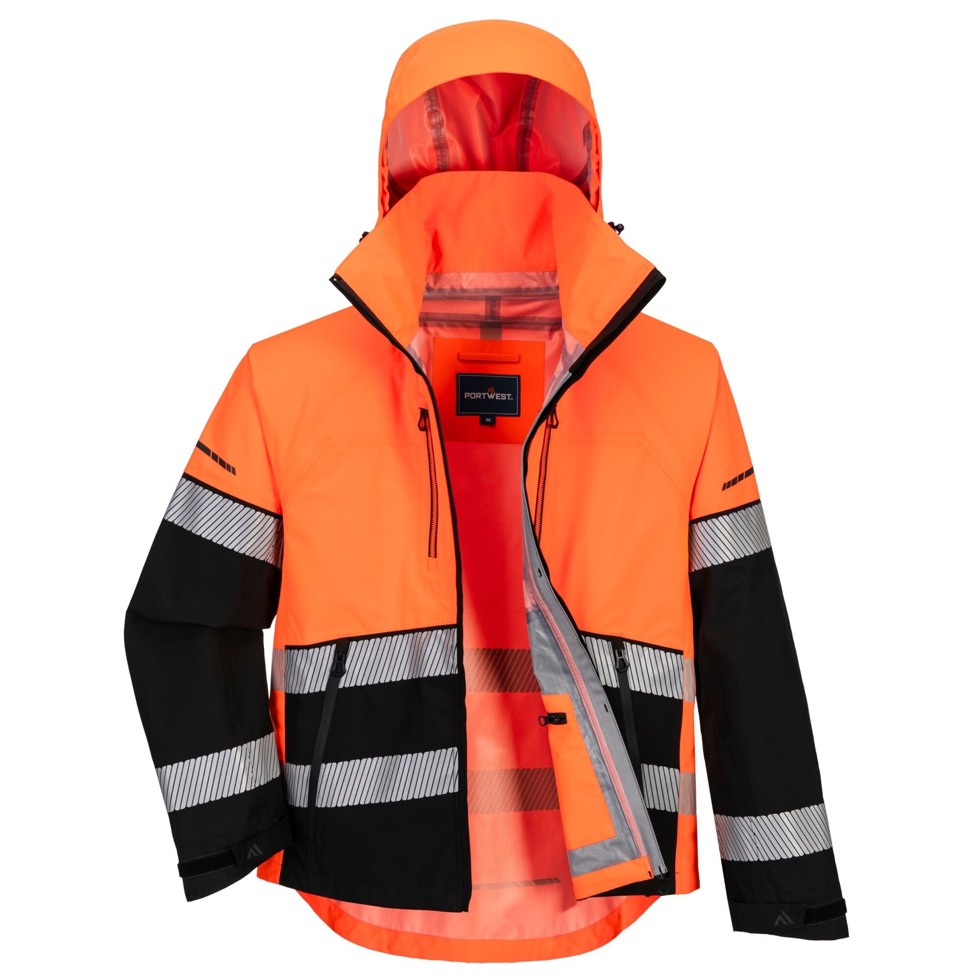 EV4 Hi-Vis Shell jack Jas (3L) - Oranje/Zwart - opname 4