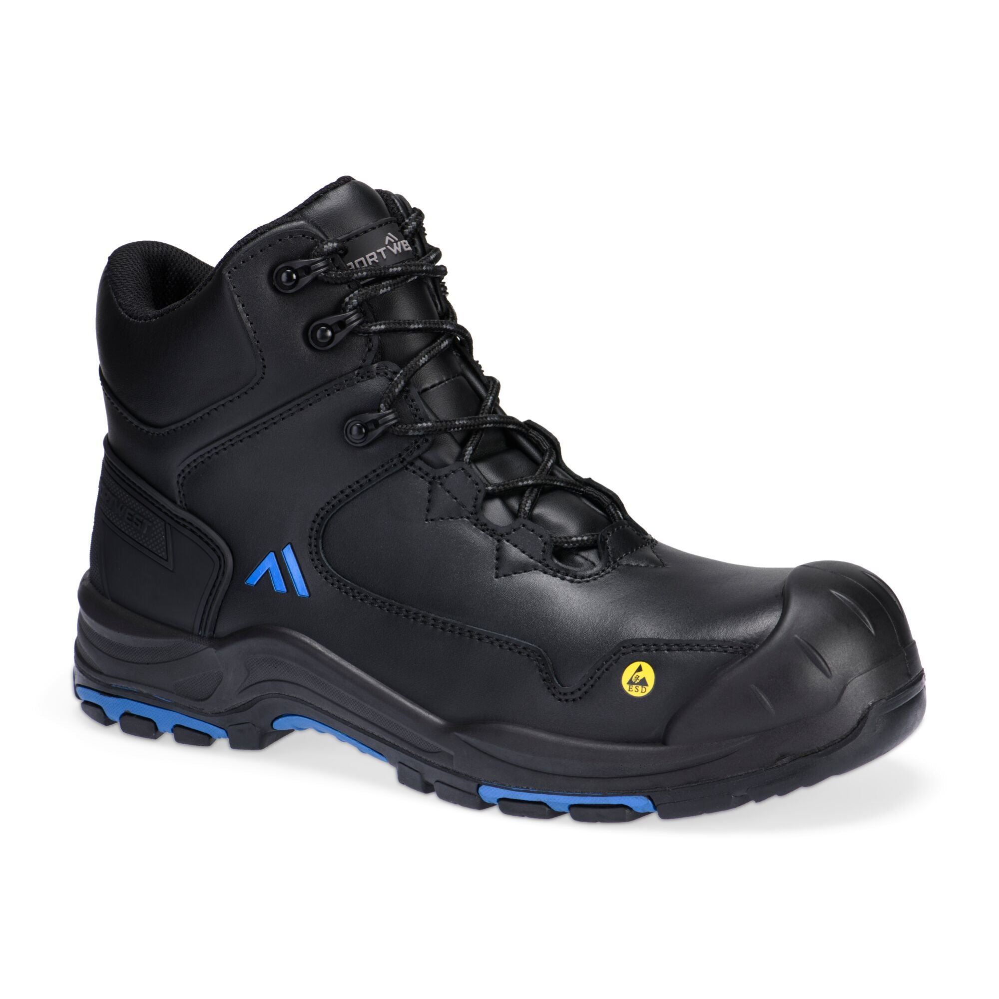 Apex Composiet Half Hoge Schoen S3S ESD HRO SR SC FO - Zwart/Blauw - opname 2