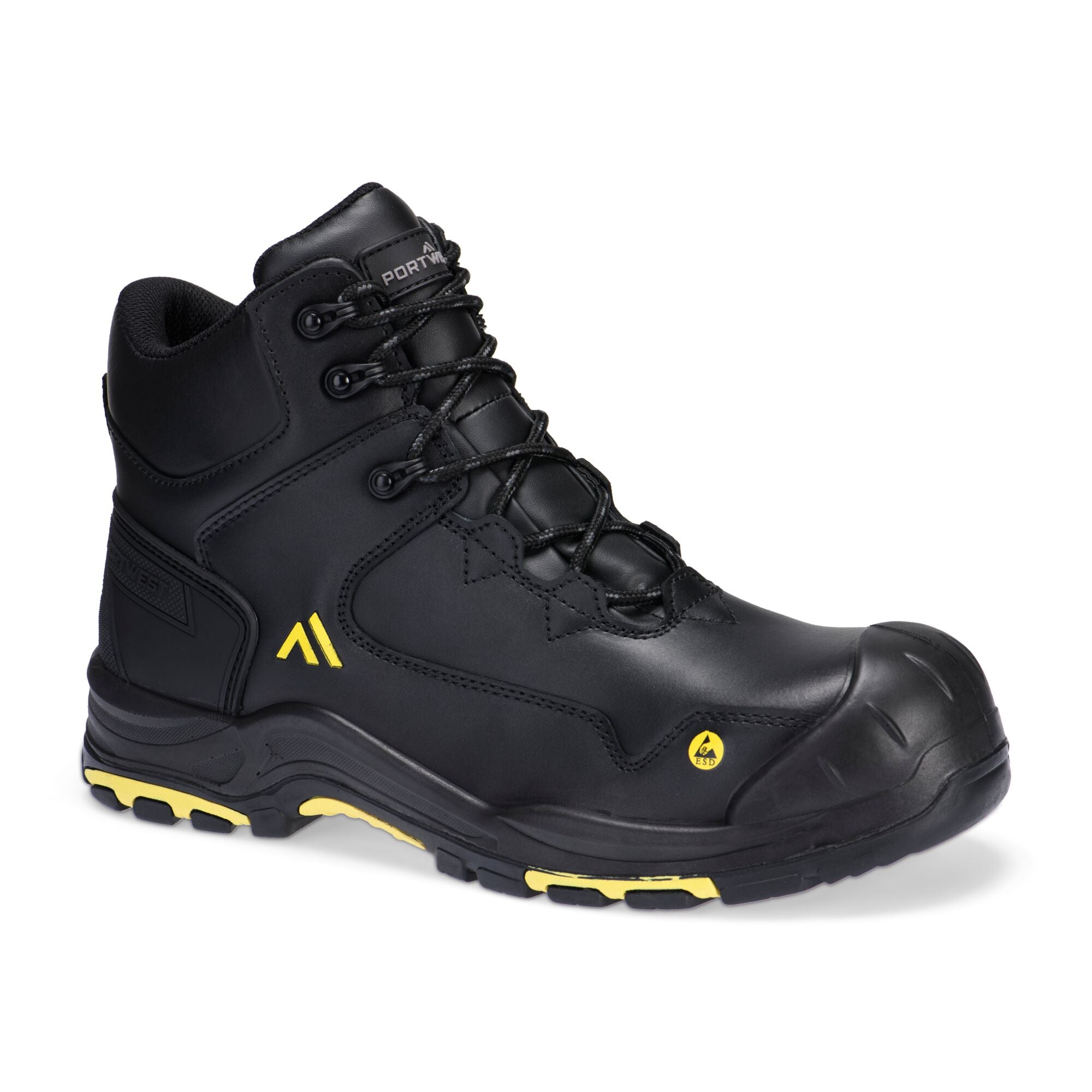 Apex Composiet Half Hoge Schoen S3S ESD HRO SR SC FO - Zwart/geel - opname 2