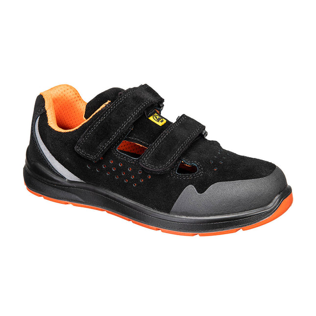 Steel Cow Suede Sandal S1P ESD SR FO - Black/Grey