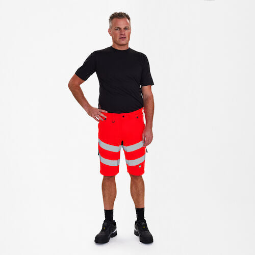 Safety shorts 4-weg - Hi-vis Red / Black