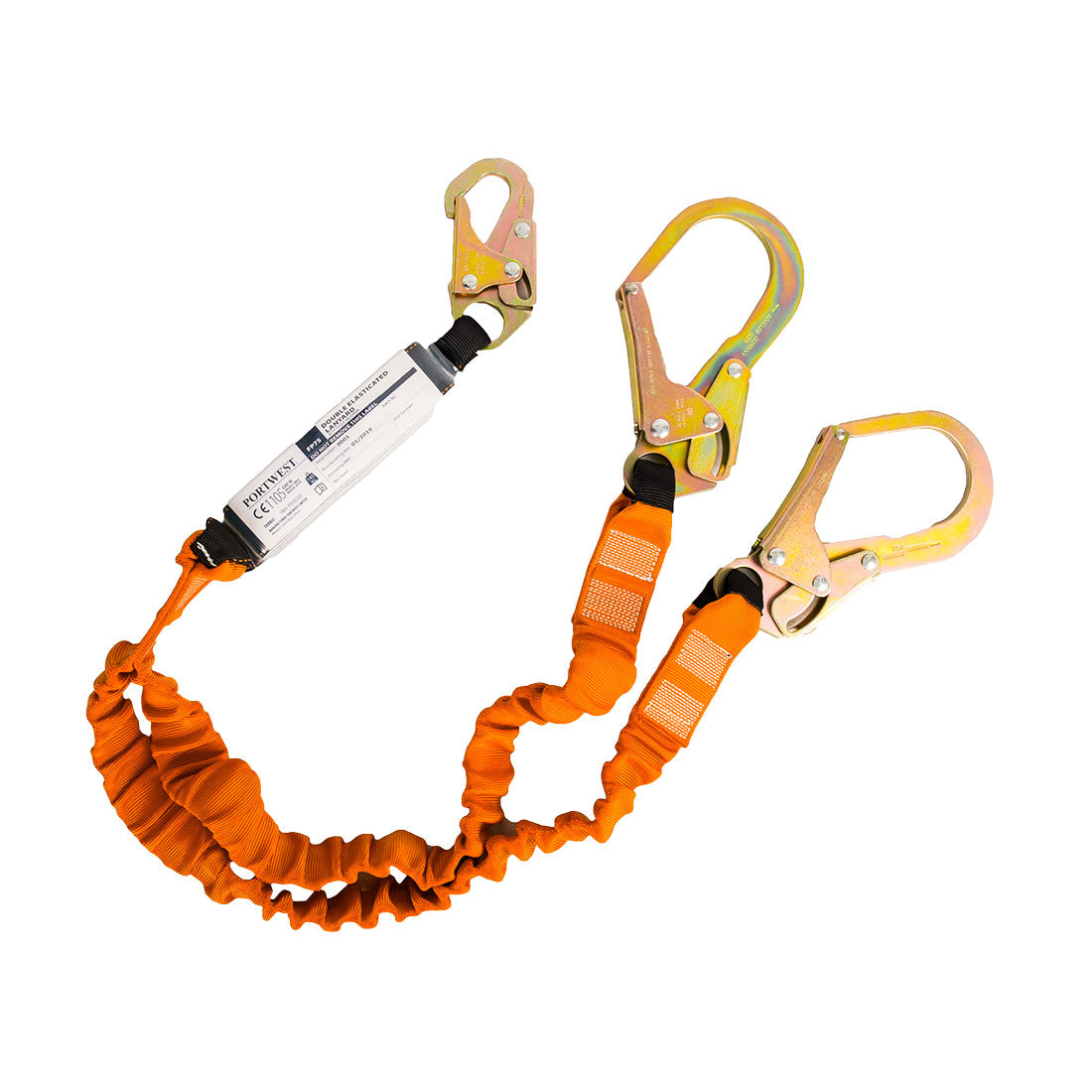 Double 140kg Fall arrest lanyard with energy absorber