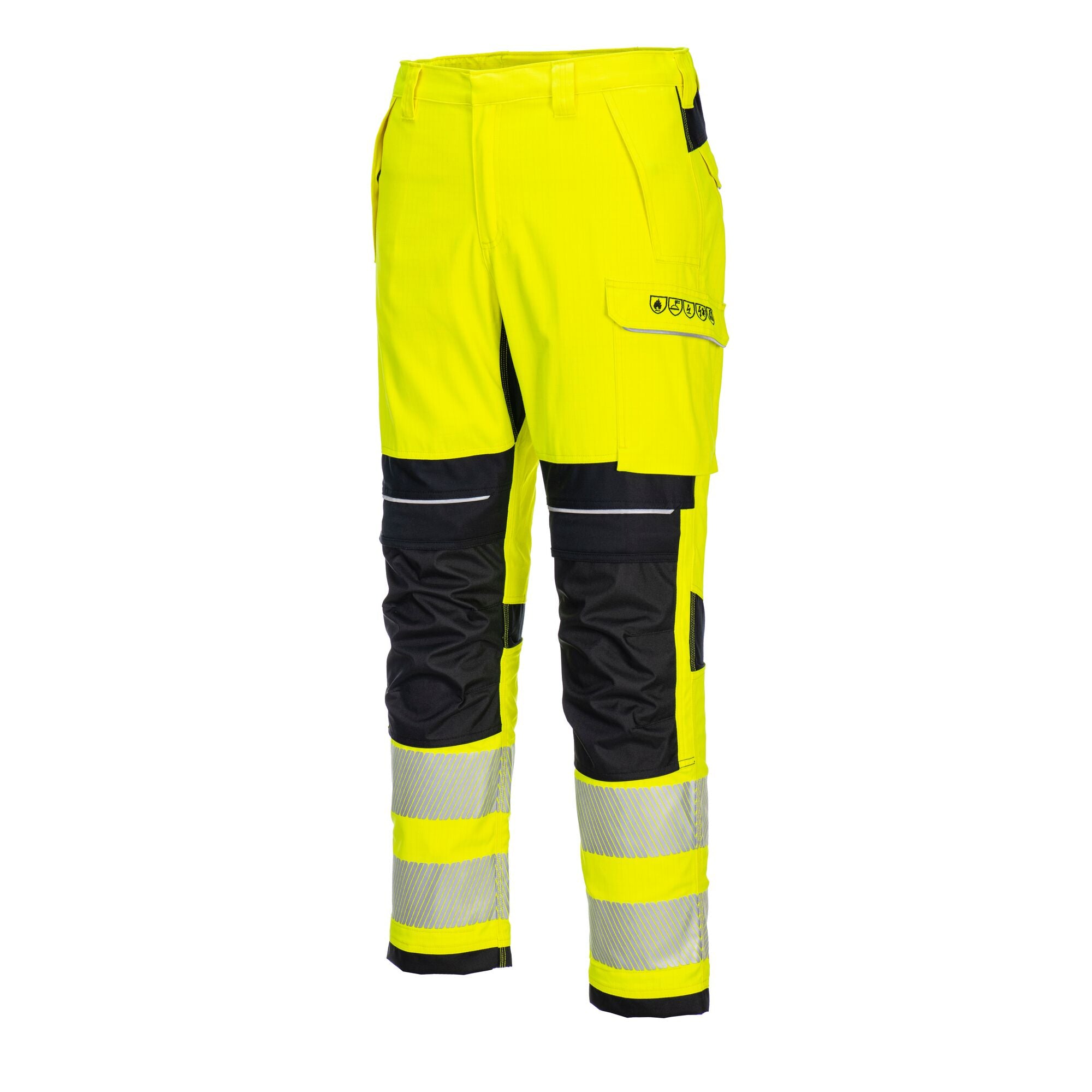 PW3 Vlamvertragende Modaflame Hi-Vis werkbroek FR406 - Geel/Zwart - opname 2