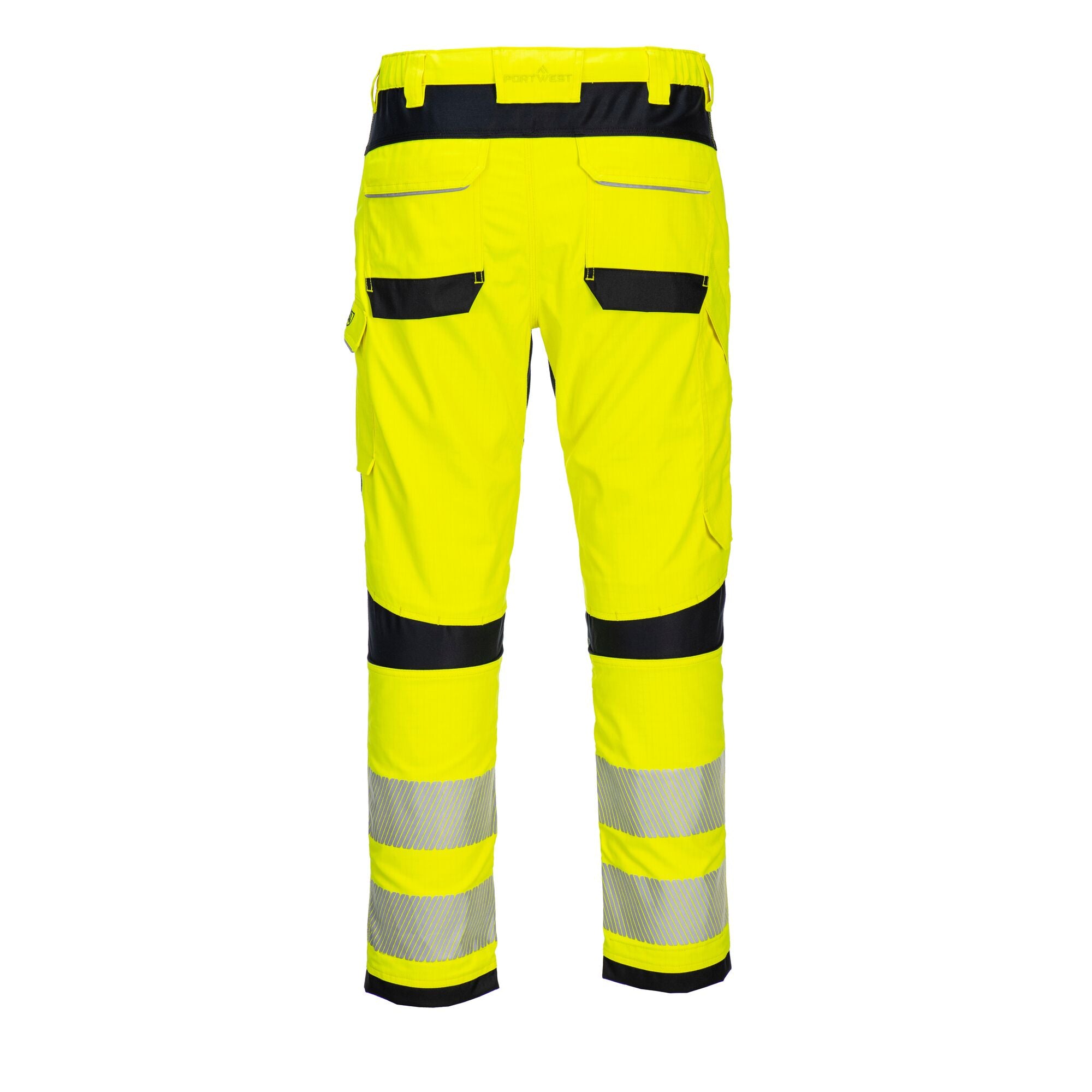 PW3 Vlamvertragende Modaflame Hi-Vis werkbroek FR406 - Geel/Zwart - achterkant
