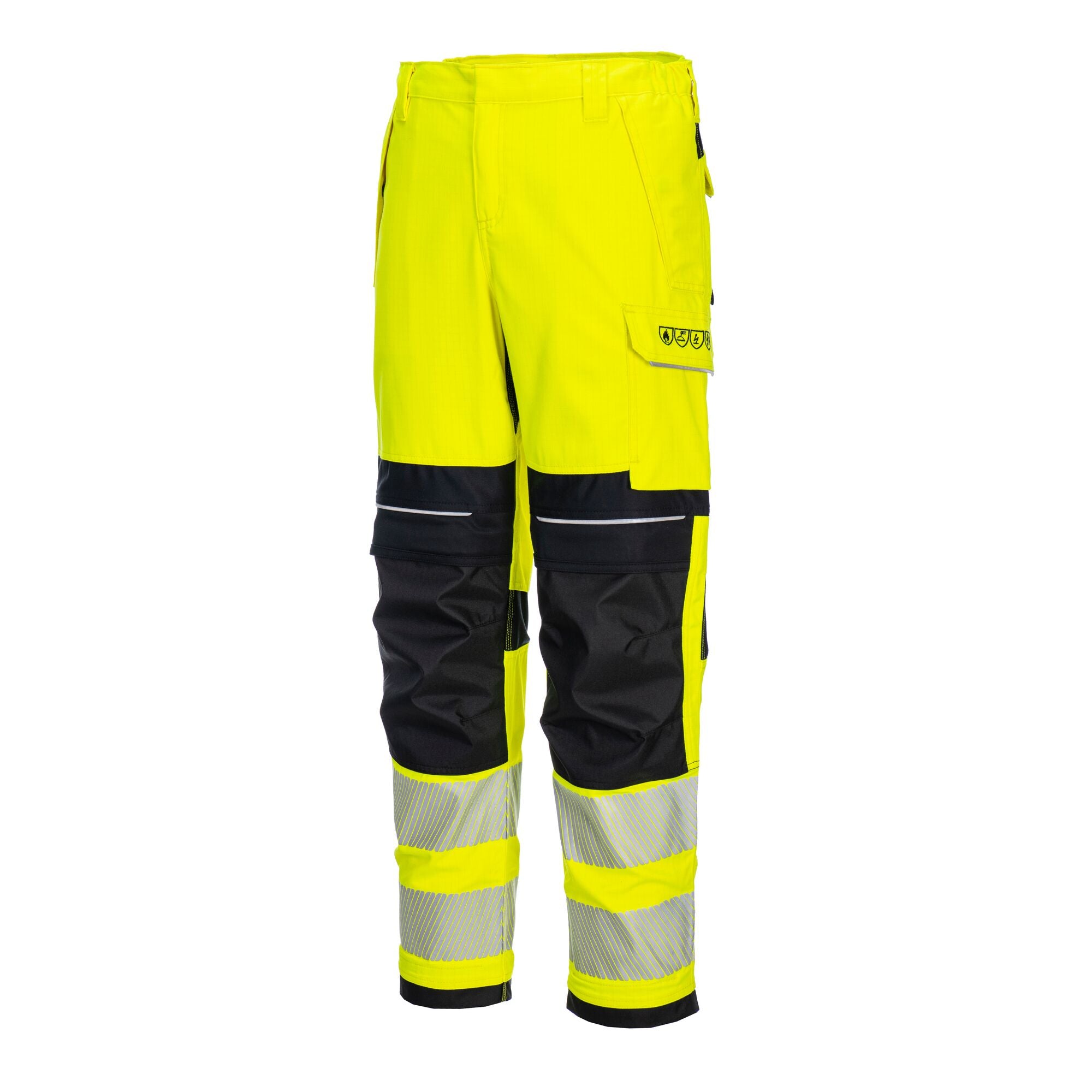 PW3 Vlamvertragende Modaflame Hi-Vis dames werkbroek - Geel/Zwart - opname 2